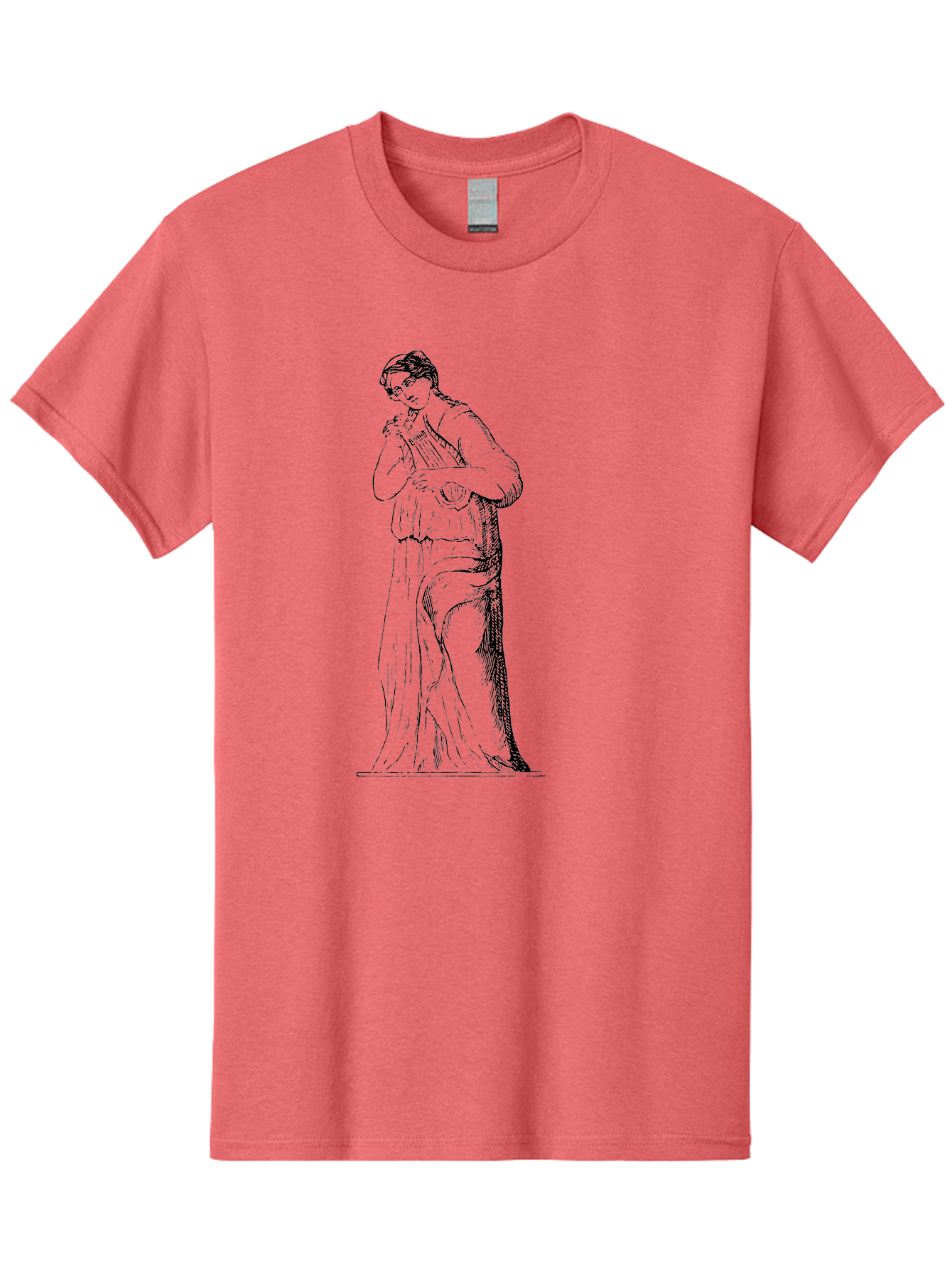 Woman-Playing-Lyre Men'S Graphic Tee, 100% Cotton, Comfortable Casual Summer Wear, Machine Washable, Classical Illustration, Ancient Greek Music, Female Musician, Lyre Player, Artistic Expression, Cultural Heritage, Historical Art, - Aaa574 1