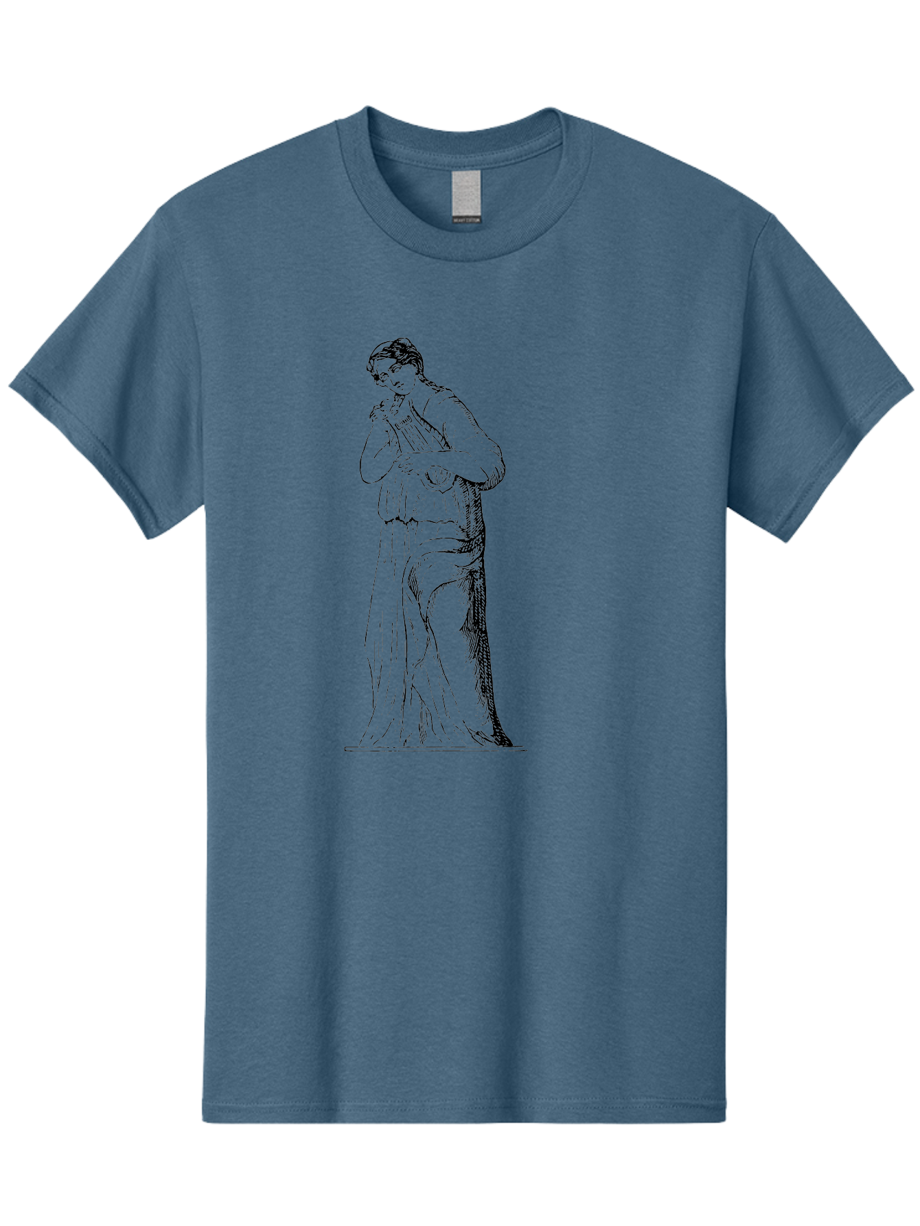Woman-Playing-Lyre Men'S Graphic Tee, 100% Cotton, Comfortable Casual Summer Wear, Machine Washable, Classical Illustration, Ancient Greek Music, Female Musician, Lyre Player, Artistic Expression, Cultural Heritage, Historical Art, - Aaa574 21