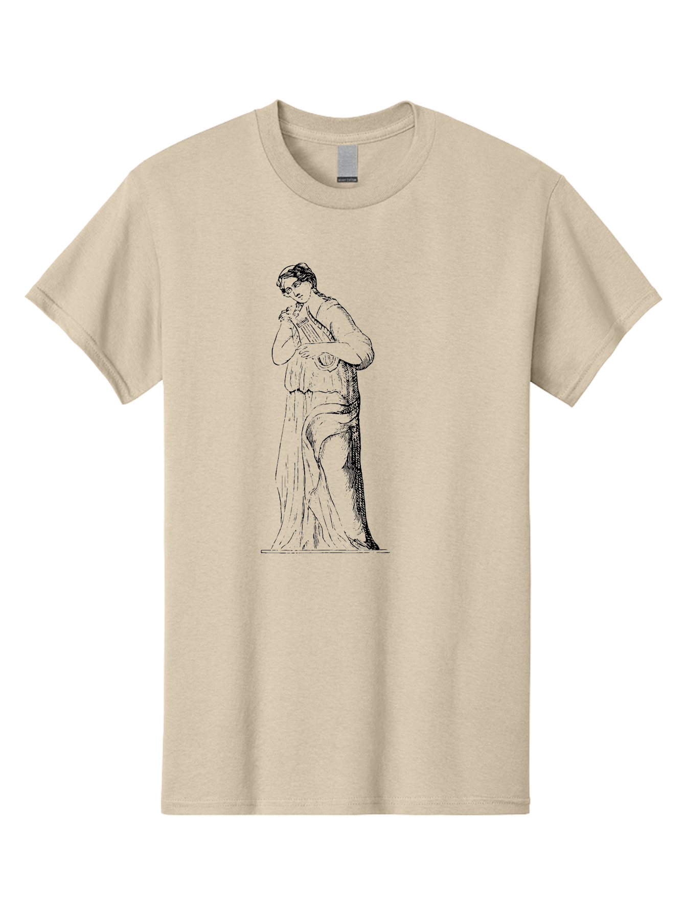 Woman-Playing-Lyre Men'S Graphic Tee, 100% Cotton, Comfortable Casual Summer Wear, Machine Washable, Classical Illustration, Ancient Greek Music, Female Musician, Lyre Player, Artistic Expression, Cultural Heritage, Historical Art, - Aaa574 15