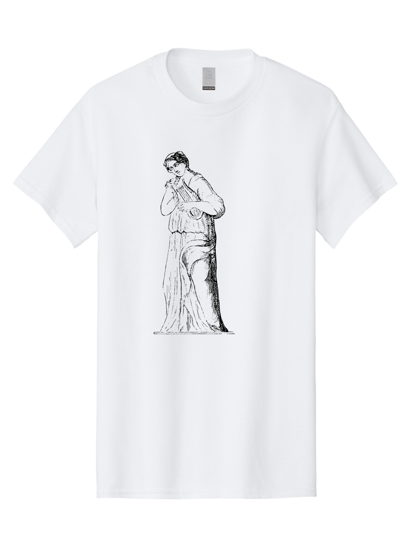 Woman-Playing-Lyre Men'S Graphic Tee, 100% Cotton, Comfortable Casual Summer Wear, Machine Washable, Classical Illustration, Ancient Greek Music, Female Musician, Lyre Player, Artistic Expression, Cultural Heritage, Historical Art, - Aaa574 29
