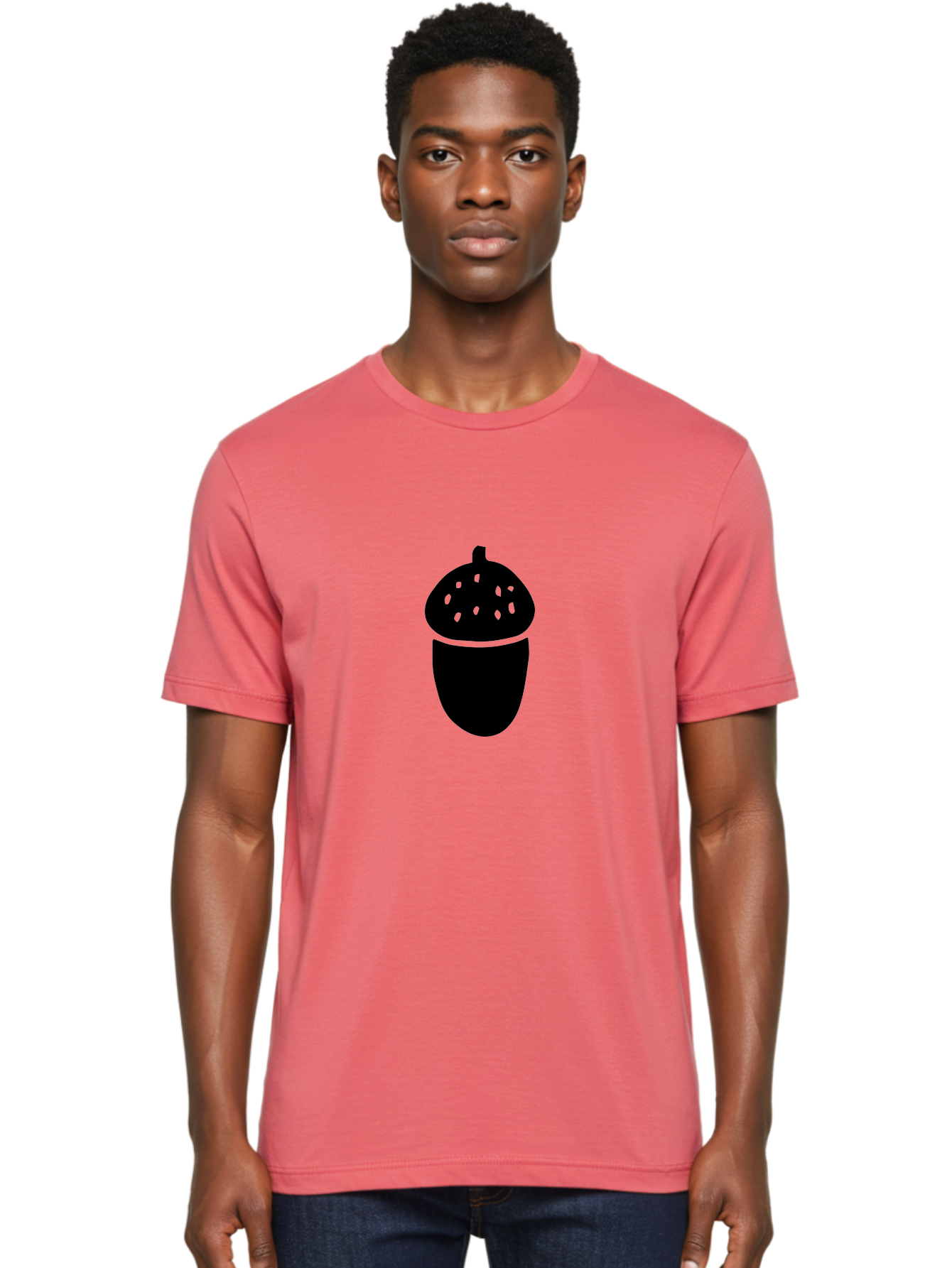 Acorn-Silhouette Men'S Graphic Tee, 100% Cotton, Comfortable Casual Summer Wear, Machine Washable, Acorn Silhouette, Oak Tree Symbol, Forest Icon, Nature Emblem, Autumn Motif, Wildlife Sign, Black Acorn - Aaa578 28