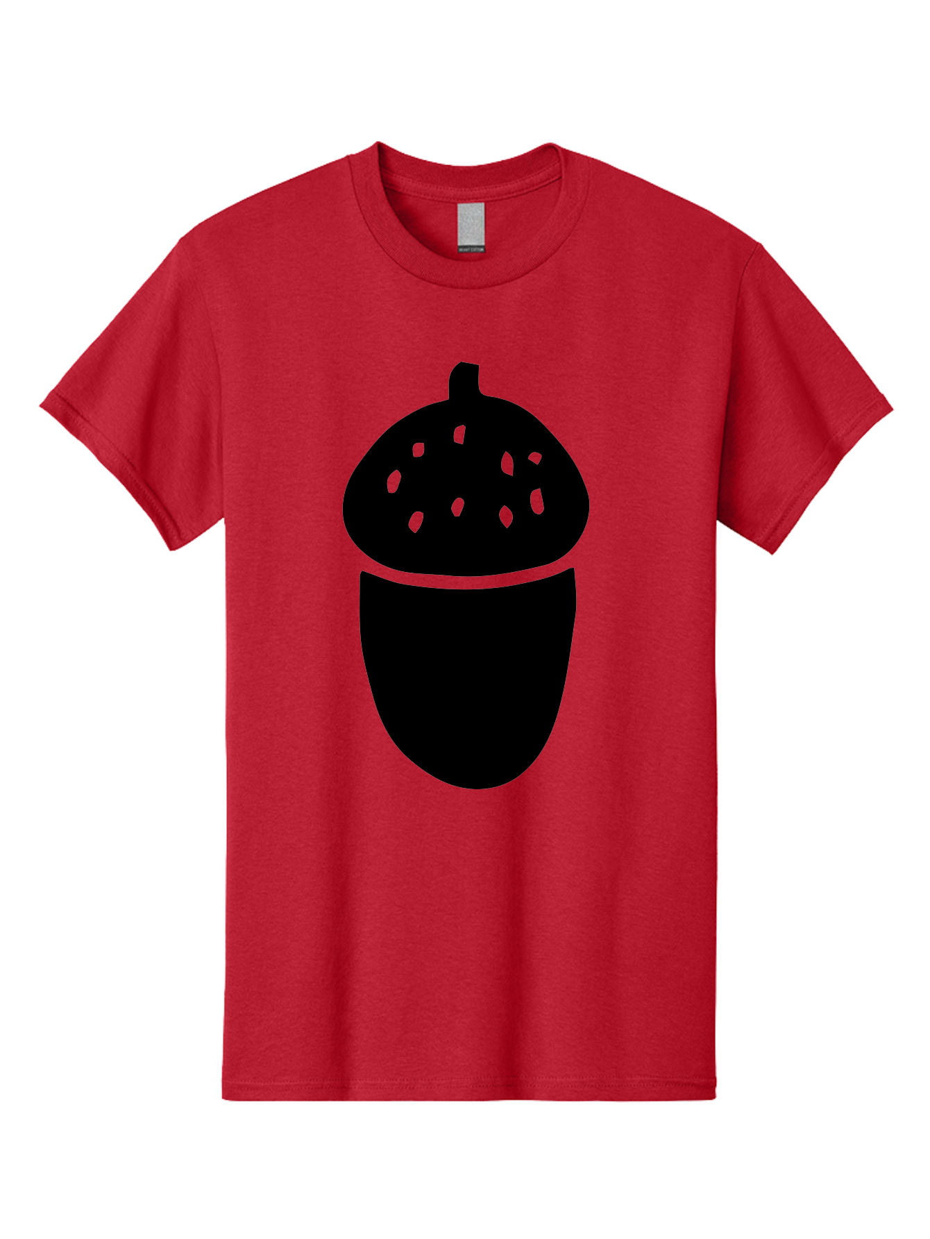 Acorn-Silhouette Men'S Graphic Tee, 100% Cotton, Comfortable Casual Summer Wear, Machine Washable, Acorn Silhouette, Oak Tree Symbol, Forest Icon, Nature Emblem, Autumn Motif, Wildlife Sign, Black Acorn - Aaa578 25