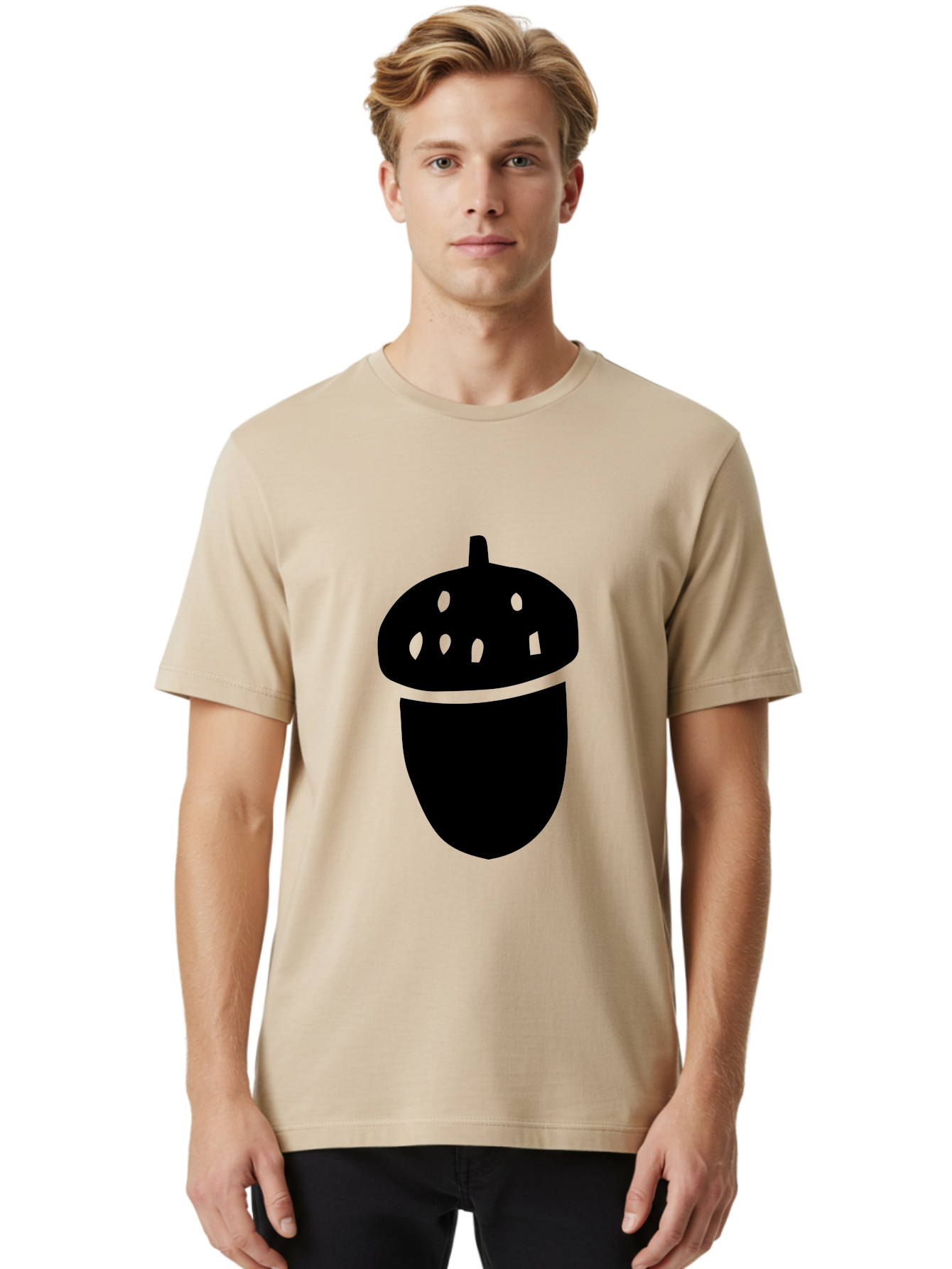 Acorn Men'S Graphic Tee, 100% Cotton, Comfortable Casual Summer Wear, Machine Washable, Acorn Silhouette, Oak Tree Symbol, Forest Icon, Nature Emblem, Earthy Design, Simple Graphics, Minimalist Art - Aaa579 16
