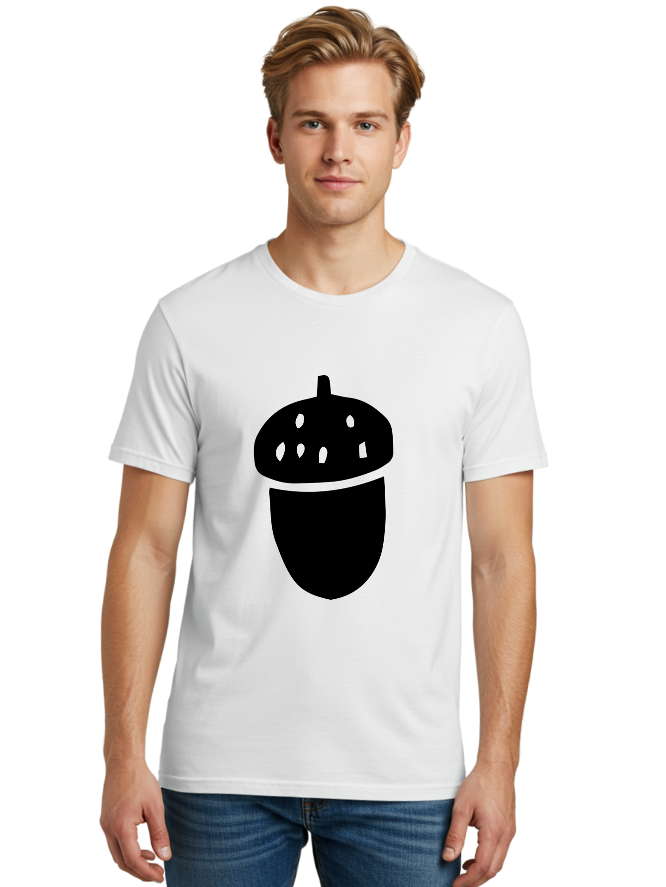Acorn Men'S Graphic Tee, 100% Cotton, Comfortable Casual Summer Wear, Machine Washable, Acorn Silhouette, Oak Tree Symbol, Forest Icon, Nature Emblem, Earthy Design, Simple Graphics, Minimalist Art - Aaa579 14