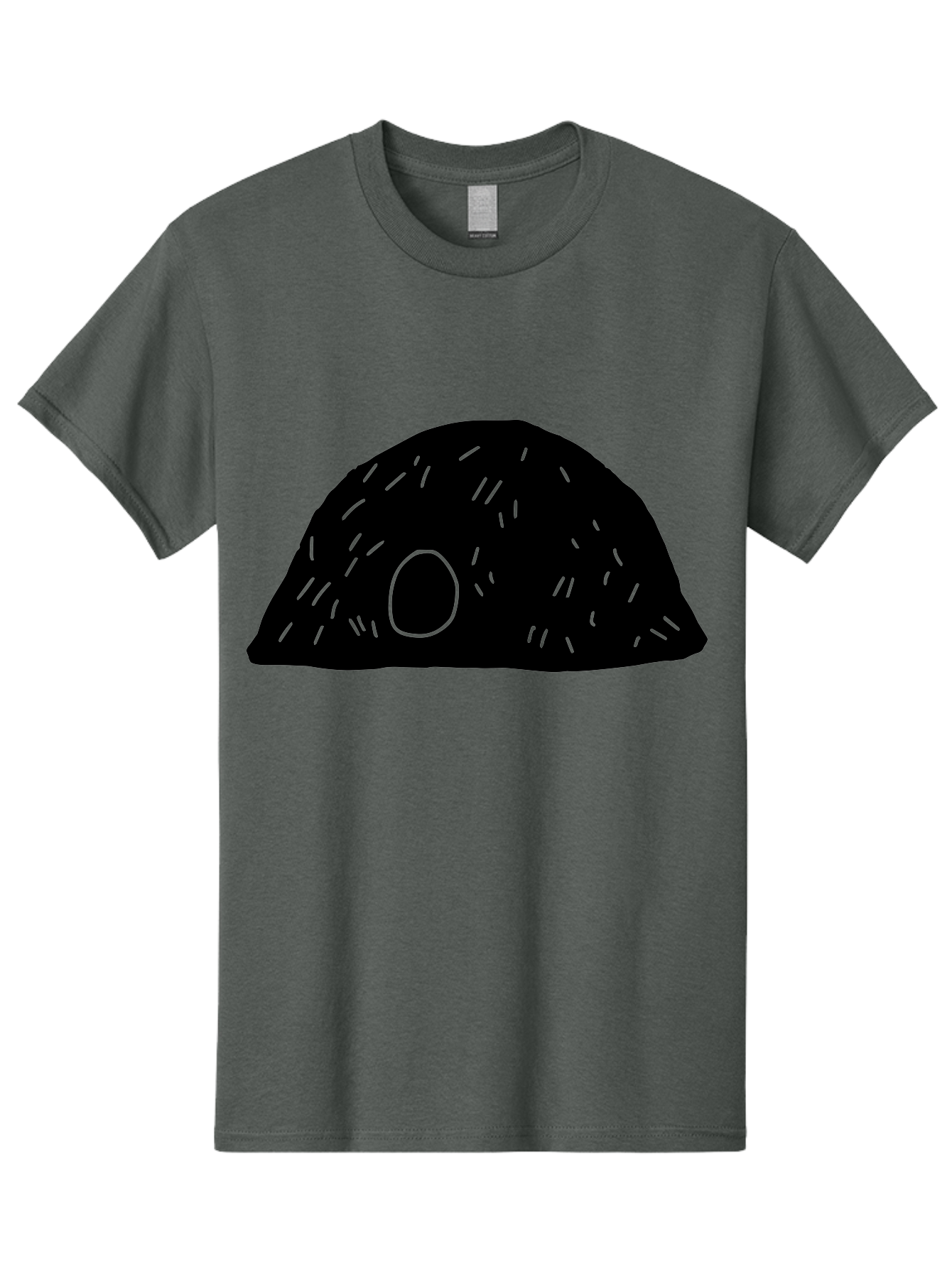 Black-Mushroom Men'S Graphic Tee, 100% Cotton, Comfortable Casual Summer Wear, Machine Washable, Black Dome Shape, Green Neon Lines, Abstract Art, Futuristic Design, Modern Graphic, Minimalist Style, Simple Shapes, Neon Accents - Aaa584 3