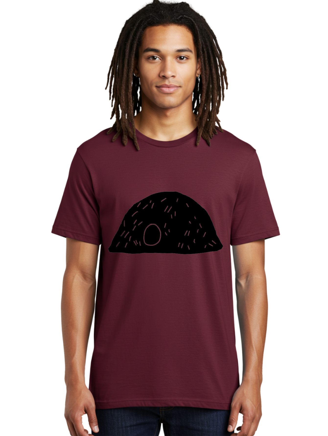 Black-Mushroom Men'S Graphic Tee, 100% Cotton, Comfortable Casual Summer Wear, Machine Washable, Black Dome Shape, Green Neon Lines, Abstract Art, Futuristic Design, Modern Graphic, Minimalist Style, Simple Shapes, Neon Accents - Aaa584 14