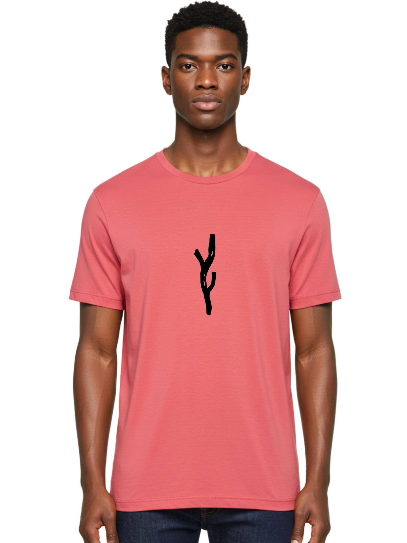 Black-Tree-Branches Men'S Graphic Tee, 100% Cotton, Comfortable Casual Summer Wear, Machine Washable, Pitchfork, Farm Equipment, Agricultural Tools, Rustic Icon, Black Silhouette, Folk Art, Country Style, Simple Design - Aaa585 6