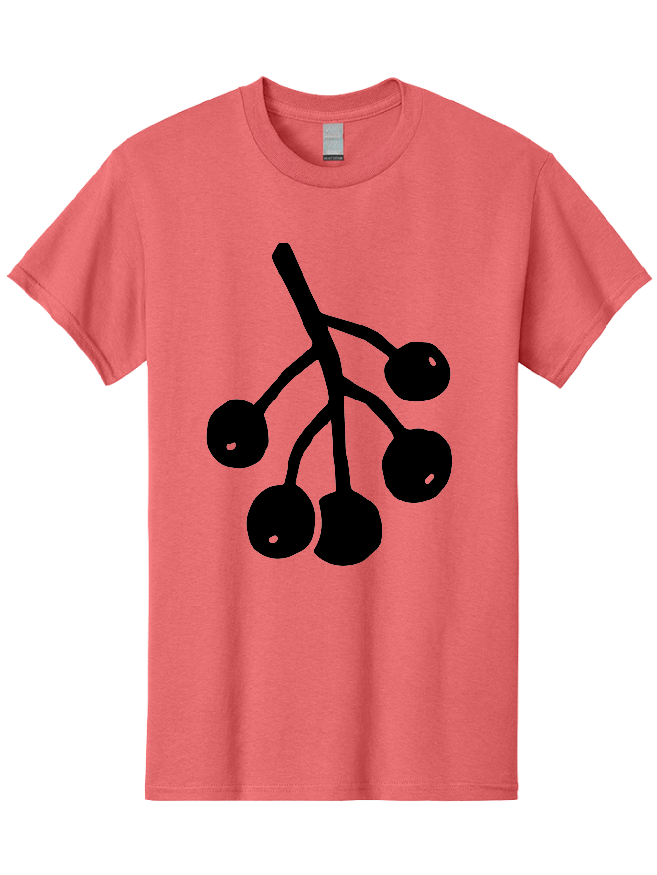Five-Cherries Men'S Graphic Tee, 100% Cotton, Comfortable Casual Summer Wear, Machine Washable, Black Cherries Silhouette, Minimalist Design, Fruit Icon, Cherry Stem, Simple Graphics, Vector Illustration, Bold Silhouette, - Aaa589 5