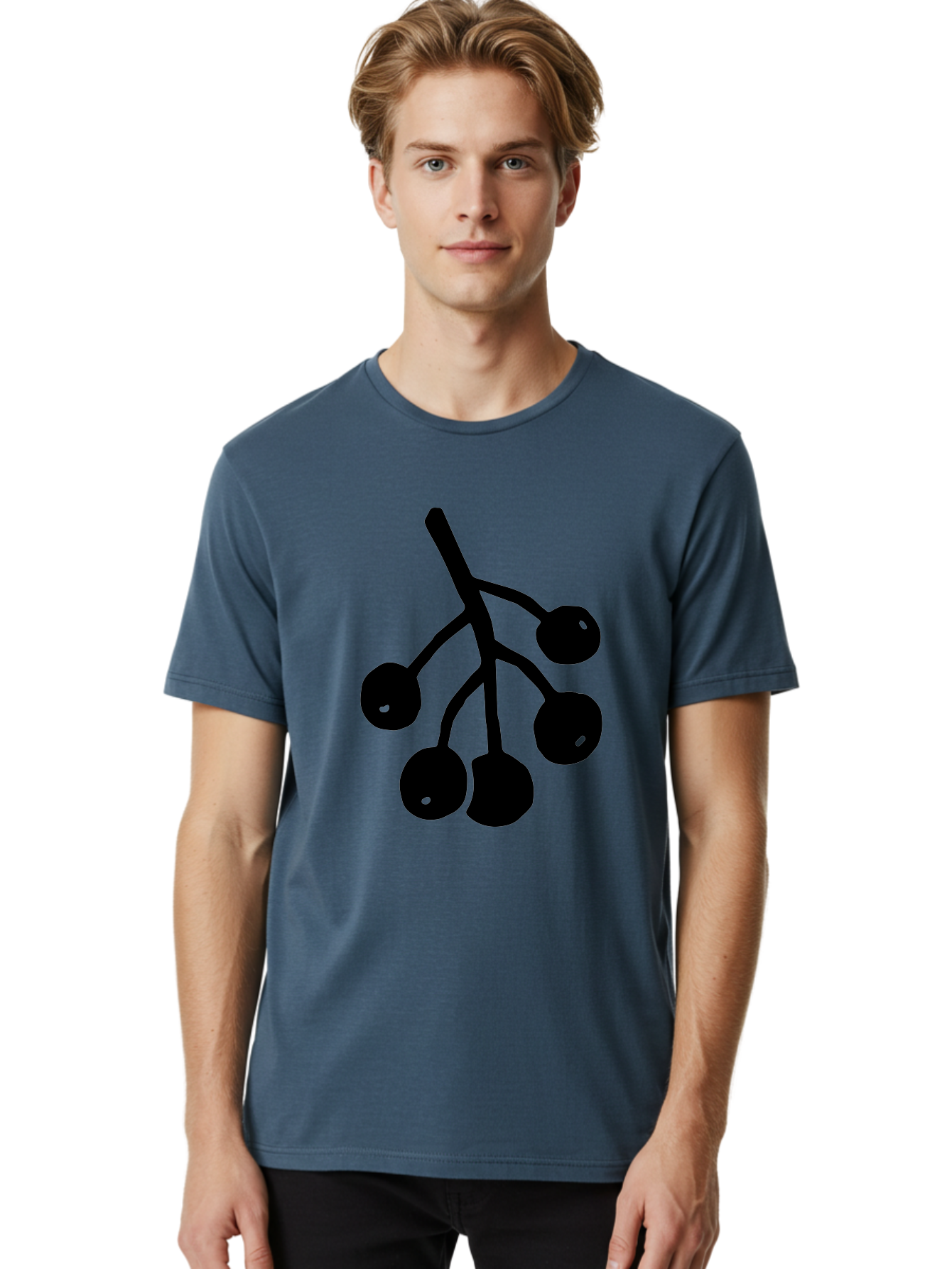 Five-Cherries Men'S Graphic Tee, 100% Cotton, Comfortable Casual Summer Wear, Machine Washable, Black Cherries Silhouette, Minimalist Design, Fruit Icon, Cherry Stem, Simple Graphics, Vector Illustration, Bold Silhouette, - Aaa589 12