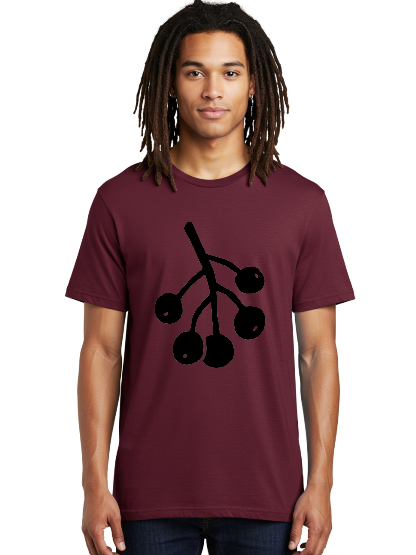 Five-Cherries Men'S Graphic Tee, 100% Cotton, Comfortable Casual Summer Wear, Machine Washable, Black Cherries Silhouette, Minimalist Design, Fruit Icon, Cherry Stem, Simple Graphics, Vector Illustration, Bold Silhouette, - Aaa589 14