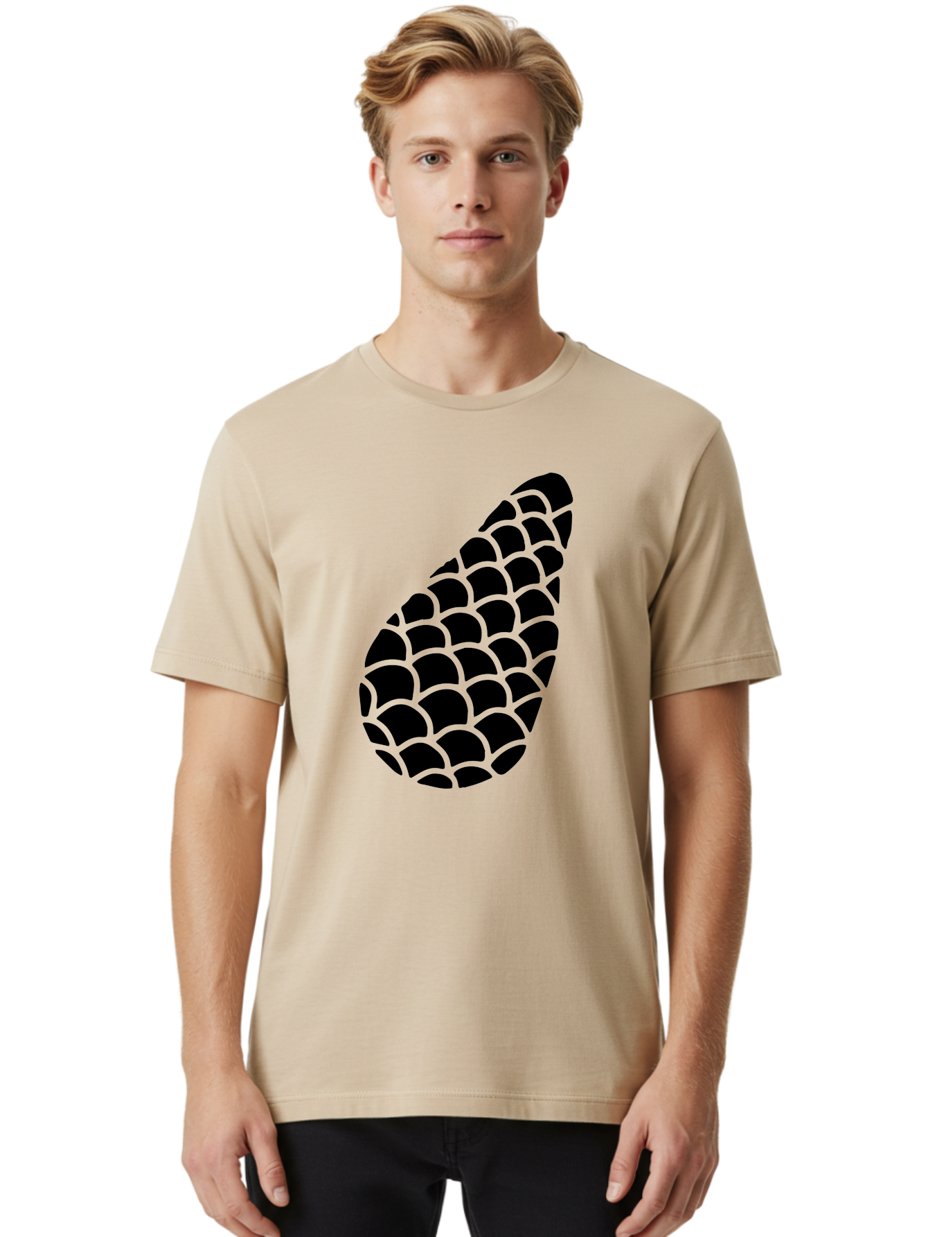Hops-Cone Men'S Graphic Tee, 100% Cotton, Comfortable Casual Summer Wear, Machine Washable, Hops Silhouette, Beer Ingredient, Brewing Process, Black And Green Design, Abstract Pattern, Craft Beer, Unique Texture, Simple Graphic - Aaa598 28