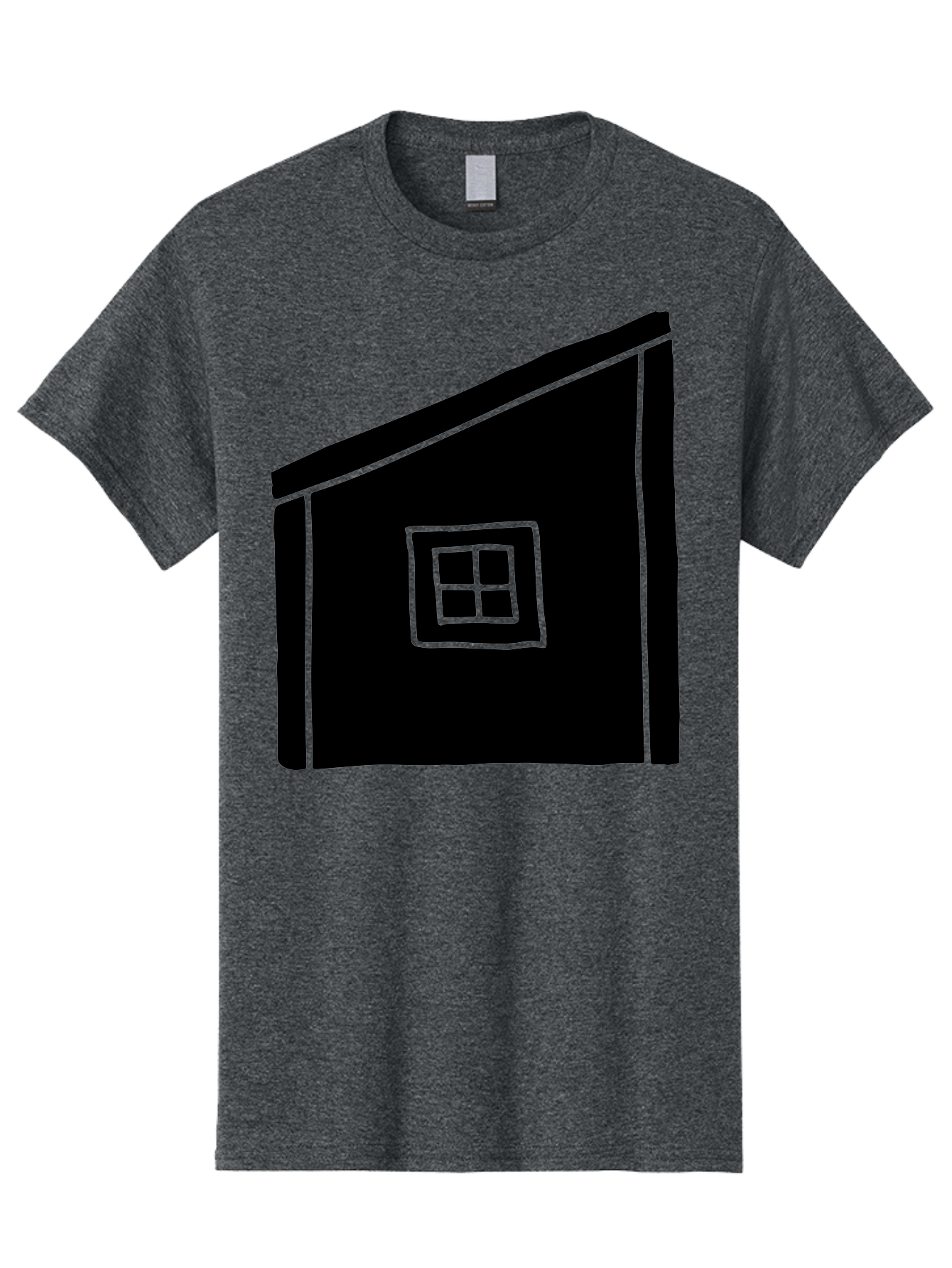 House Men'S Graphic Tee, 100% Cotton, Comfortable Casual Summer Wear, Machine Washable, Simple House Design, Minimalist Architecture, Black House Silhouette, Neon Green Outline, Four-Paned Window, Modern Home Decor, - Aaa599 7