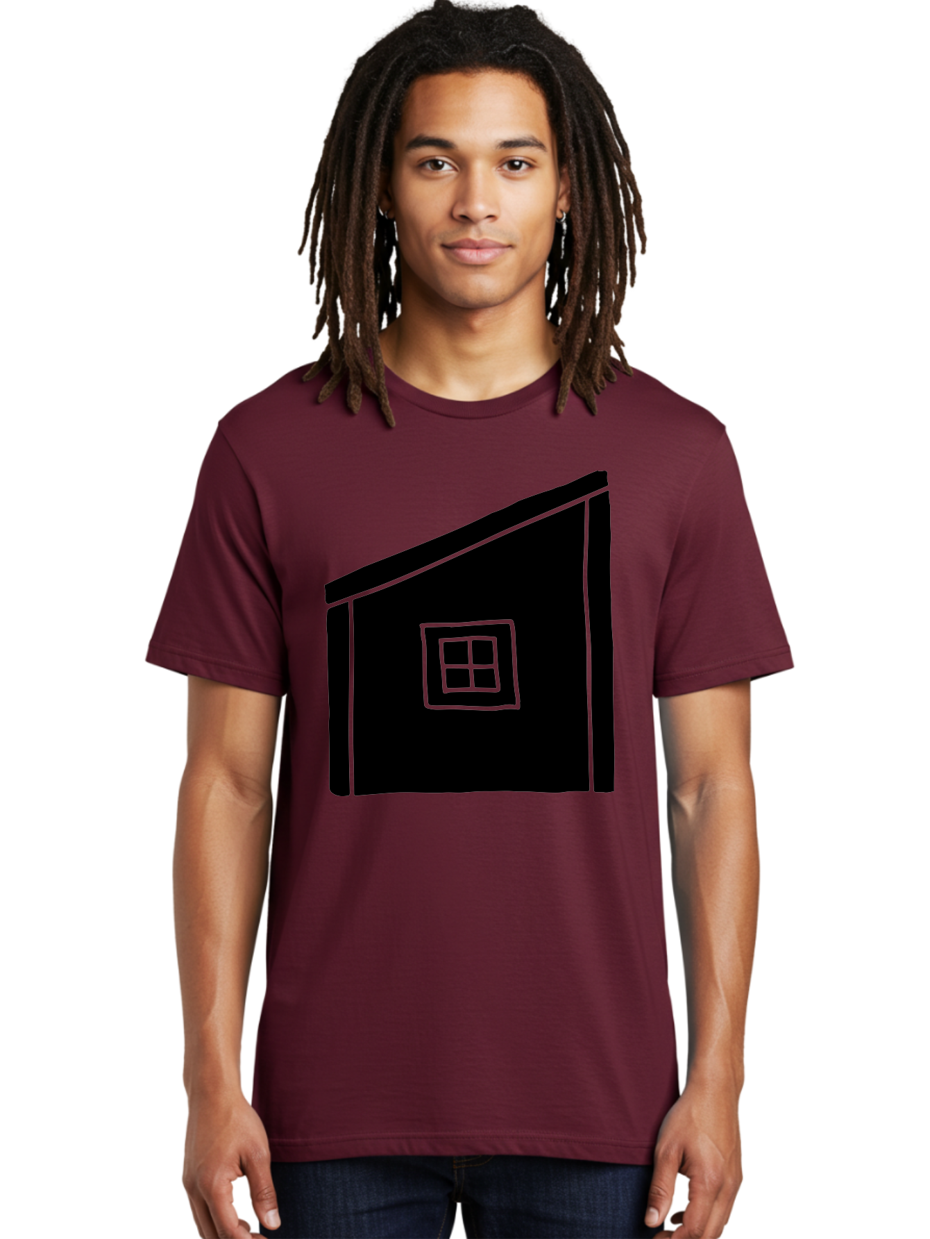 House Men'S Graphic Tee, 100% Cotton, Comfortable Casual Summer Wear, Machine Washable, Simple House Design, Minimalist Architecture, Black House Silhouette, Neon Green Outline, Four-Paned Window, Modern Home Decor, - Aaa599 14