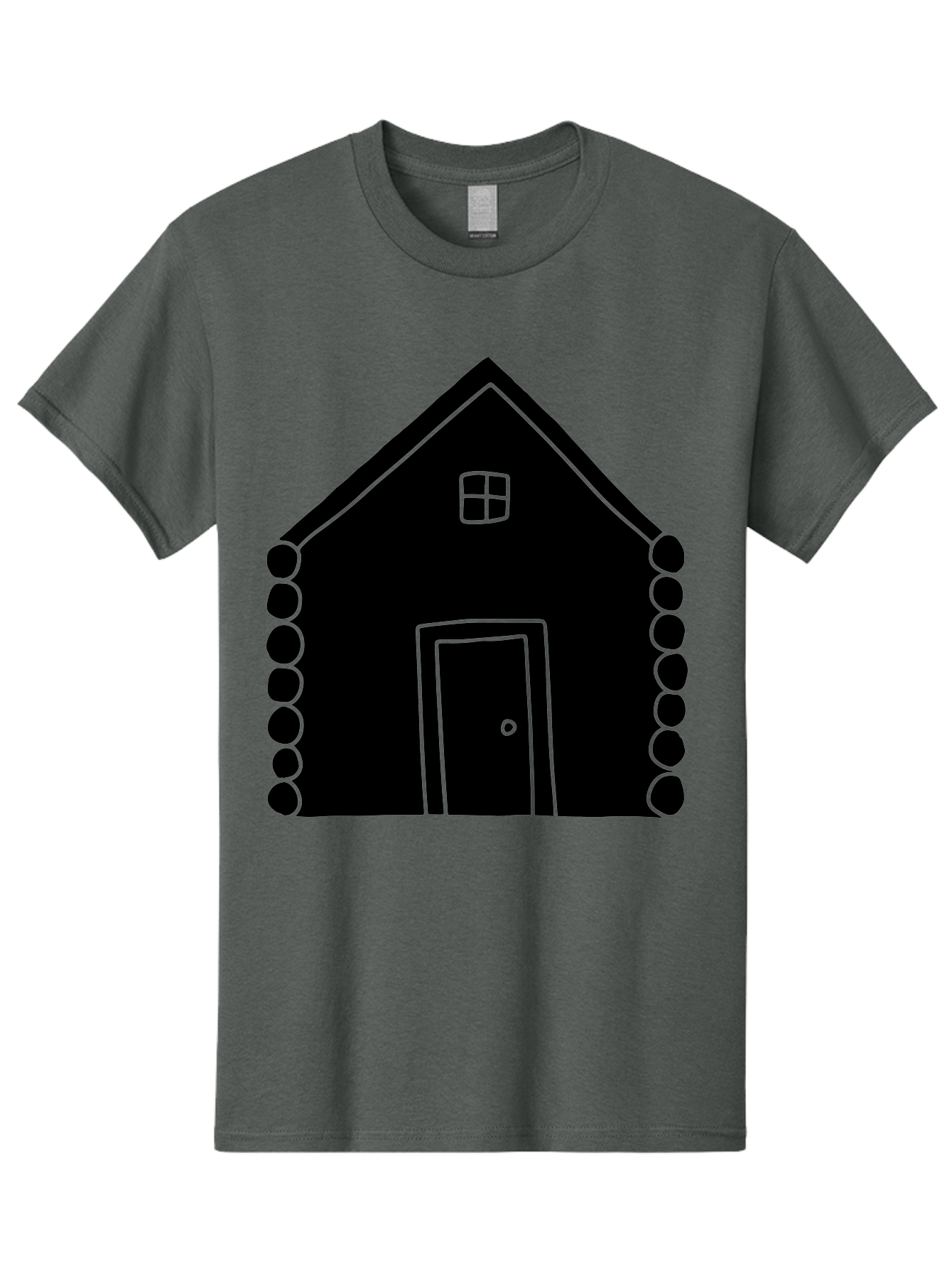 Log-Cabin Men'S Graphic Tee, 100% Cotton, Comfortable Casual Summer Wear, Machine Washable, Simple House Design, Minimalist Architecture, House Outline, Cozy Home, Door And Window, Simple Shapes, Modern Art - Aaa602 3