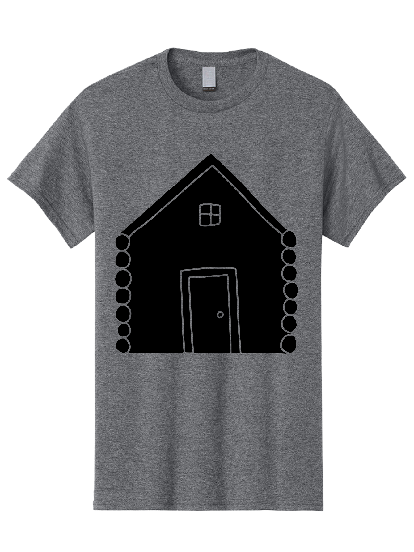 Log-Cabin Men'S Graphic Tee, 100% Cotton, Comfortable Casual Summer Wear, Machine Washable, Simple House Design, Minimalist Architecture, House Outline, Cozy Home, Door And Window, Simple Shapes, Modern Art - Aaa602 9