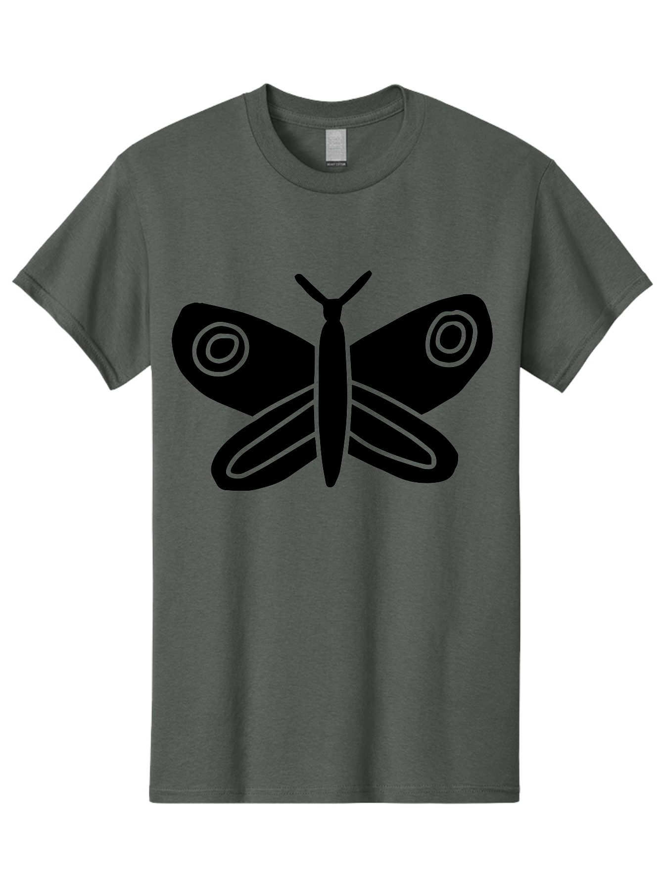 Luna-Moth Men'S Graphic Tee, 100% Cotton, Comfortable Casual Summer Wear, Machine Washable, Simple Moth Design, Minimalist Art, Black Silhouette, Green Outline, Stylized Insect, Modern Graphic, Wing Pattern, Nature Inspiration - Aaa604 3