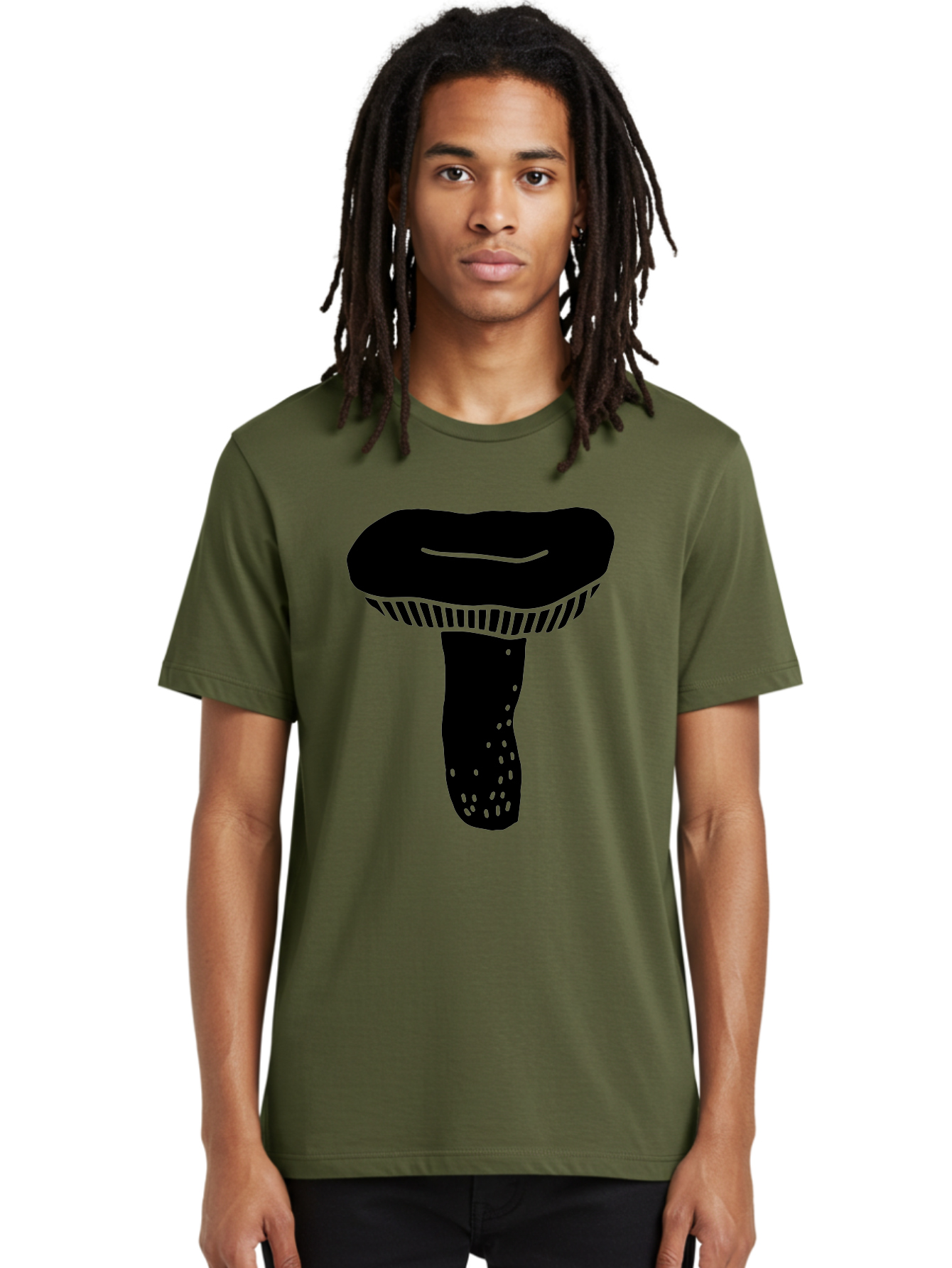 Mushroom Men'S Graphic Tee, 100% Cotton, Comfortable Casual Summer Wear, Machine Washable, Black Mushroom, Simple Design, Minimalist Art, Fungal Illustration, Stylized Fungus, Green Accents, Abstract Shape, Modern Graphics, - Aaa608 16