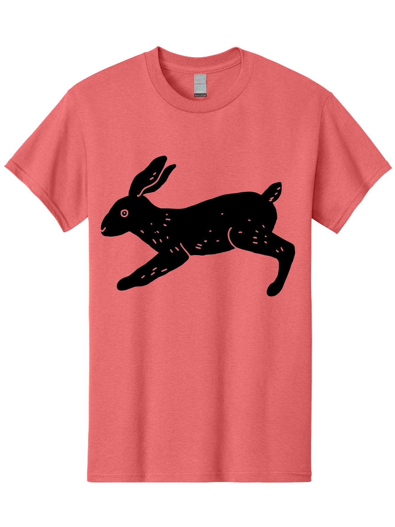 Rabbit-Silhouette Men'S Graphic Tee, 100% Cotton, Comfortable Casual Summer Wear, Machine Washable, Running Rabbit, Black Silhouette, Neon Green Accents, Dynamic Movement, Simple Design, Abstract Art, Minimalist Style, Rabbit Illustration - Aaa610 5