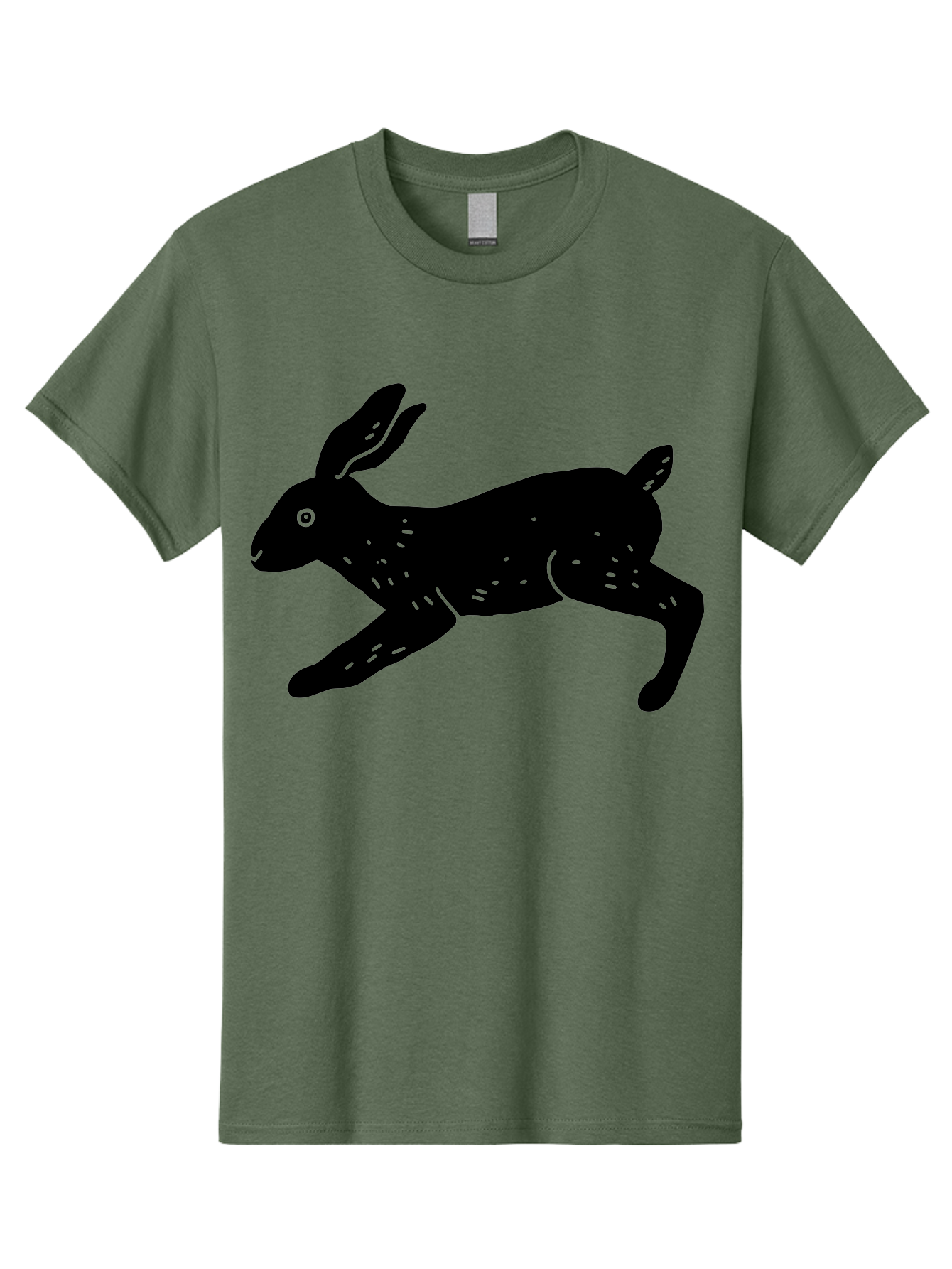 Rabbit-Silhouette Men'S Graphic Tee, 100% Cotton, Comfortable Casual Summer Wear, Machine Washable, Running Rabbit, Black Silhouette, Neon Green Accents, Dynamic Movement, Simple Design, Abstract Art, Minimalist Style, Rabbit Illustration - Aaa610 15