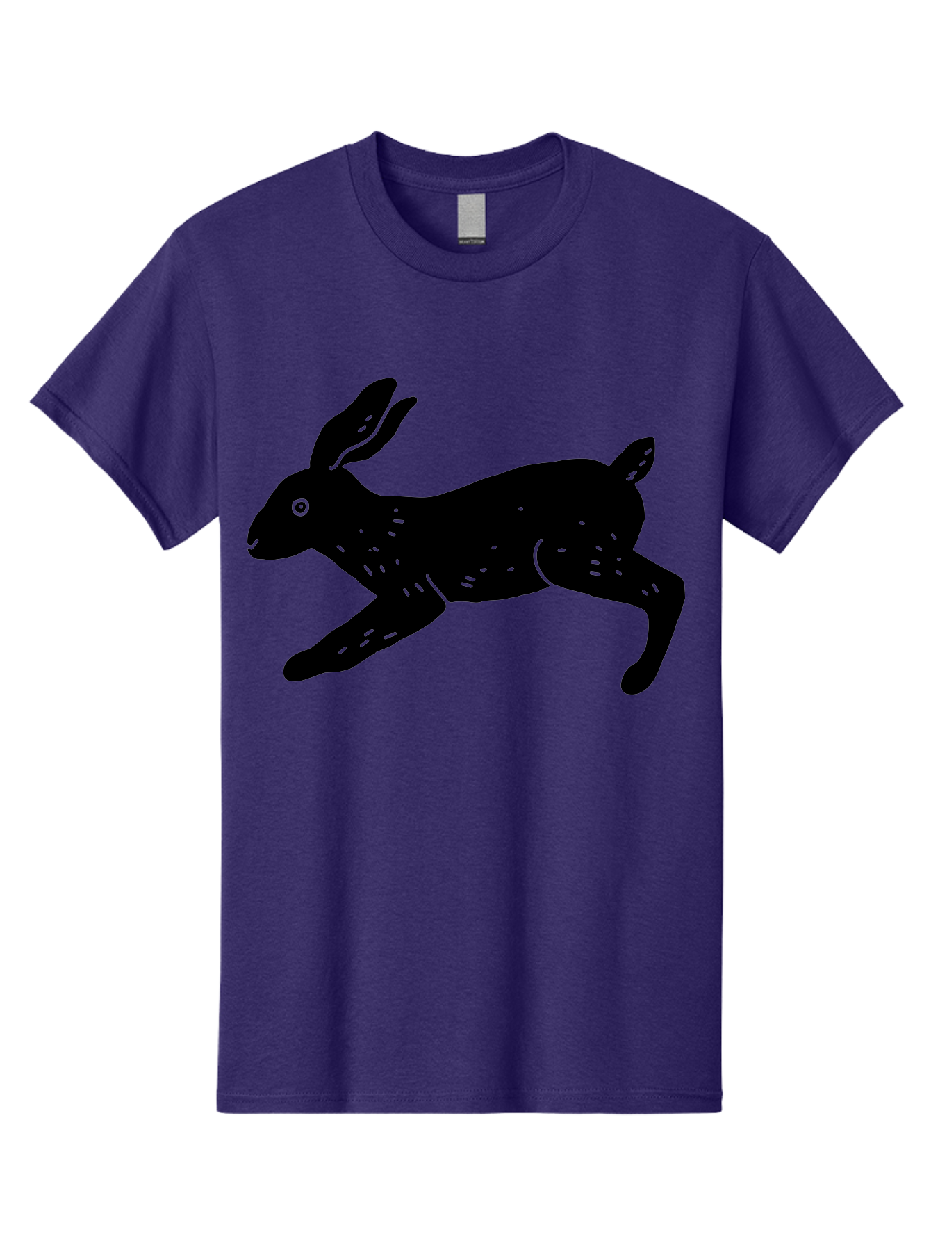 Rabbit-Silhouette Men'S Graphic Tee, 100% Cotton, Comfortable Casual Summer Wear, Machine Washable, Running Rabbit, Black Silhouette, Neon Green Accents, Dynamic Movement, Simple Design, Abstract Art, Minimalist Style, Rabbit Illustration - Aaa610 21