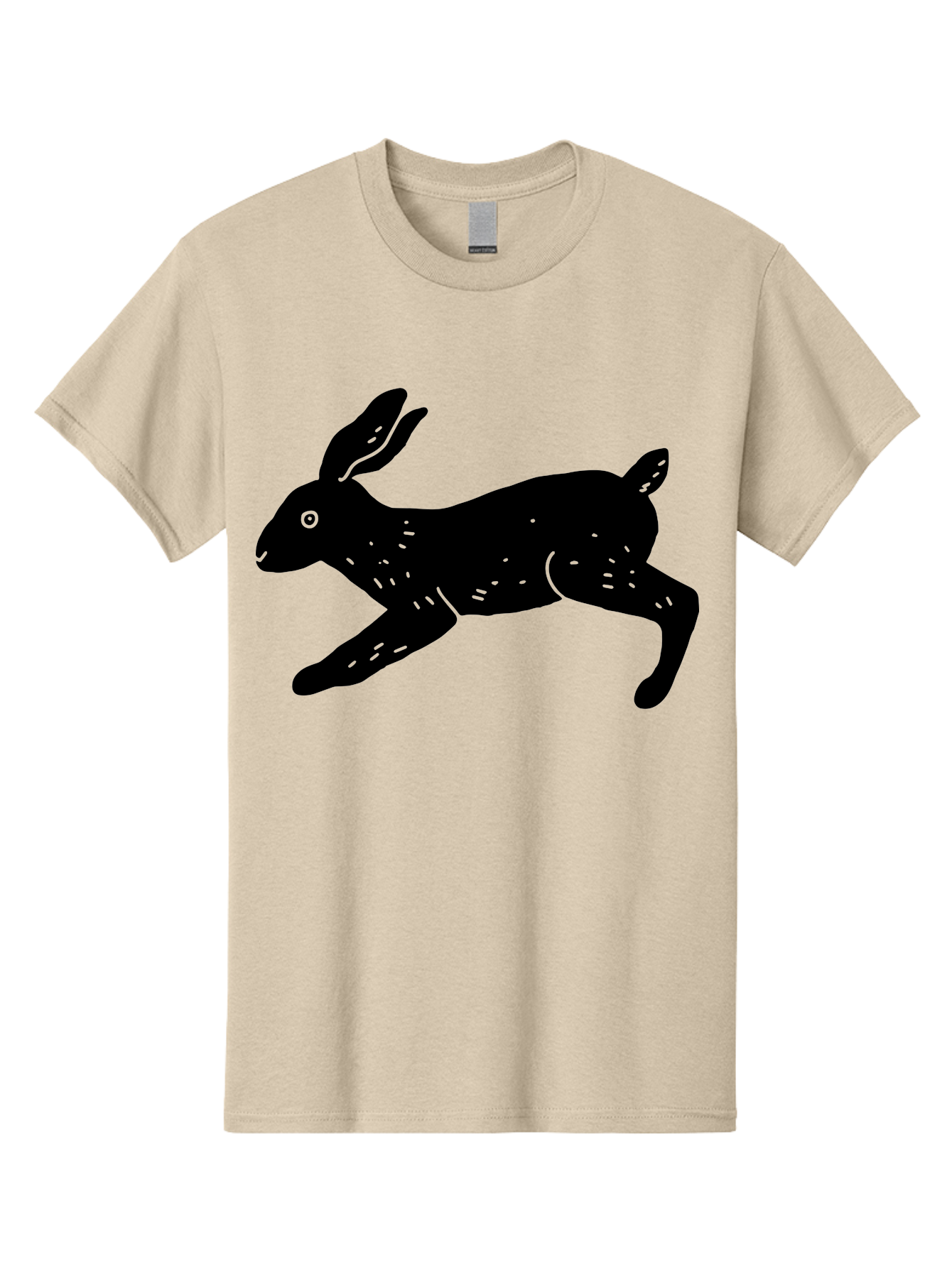 Rabbit-Silhouette Men'S Graphic Tee, 100% Cotton, Comfortable Casual Summer Wear, Machine Washable, Running Rabbit, Black Silhouette, Neon Green Accents, Dynamic Movement, Simple Design, Abstract Art, Minimalist Style, Rabbit Illustration - Aaa610 27