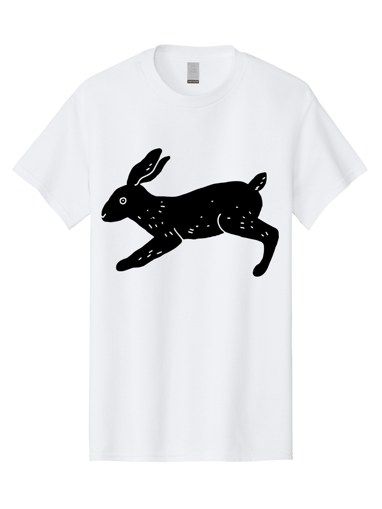 Rabbit-Silhouette Men'S Graphic Tee, 100% Cotton, Comfortable Casual Summer Wear, Machine Washable, Running Rabbit, Black Silhouette, Neon Green Accents, Dynamic Movement, Simple Design, Abstract Art, Minimalist Style, Rabbit Illustration - Aaa610 29