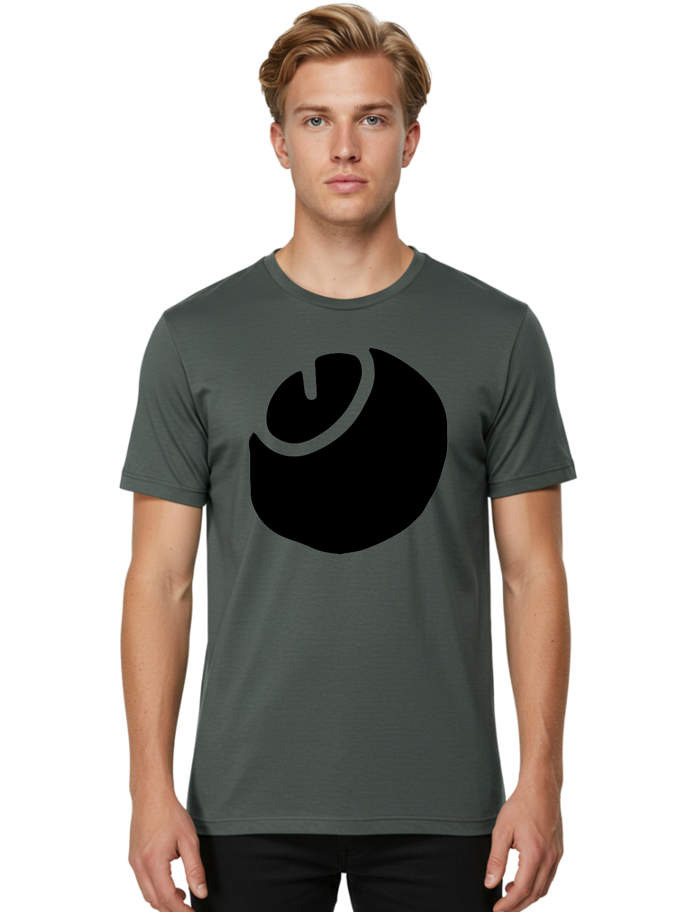Steam-Logo Men'S Graphic Tee, 100% Cotton, Comfortable Casual Summer Wear, Machine Washable, Abstract Black Shape, Neon Green Outline, Modern Design, Futuristic Art, Bold Graphics, Minimalist Style, Creative Visuals - Aaa611 22