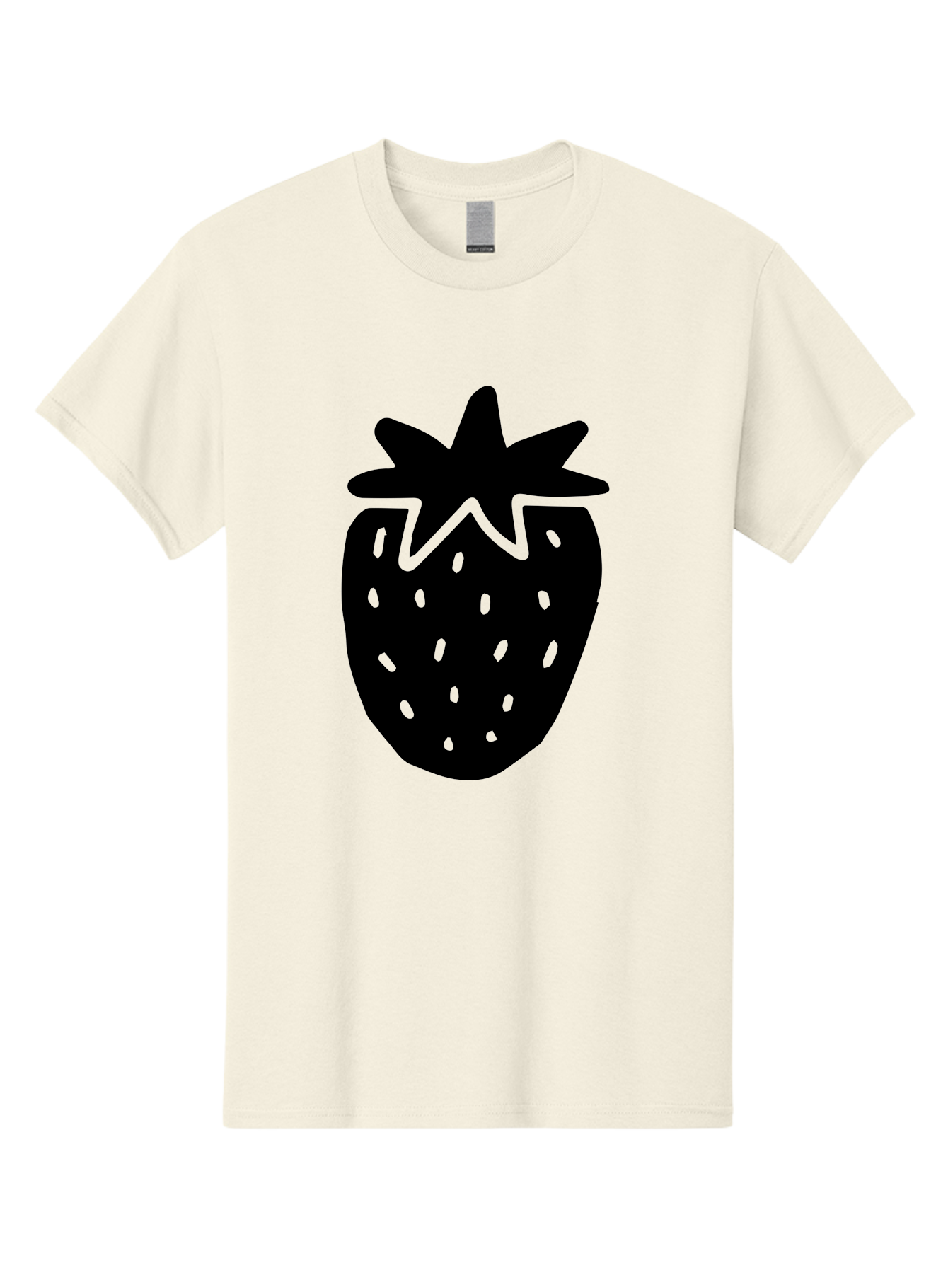 Strawberry Men'S Graphic Tee, 100% Cotton, Comfortable Casual Summer Wear, Machine Washable, Strawberry Silhouette, Simple Illustration, Strawberry Graphic, Black And Green, Fruit Icon, Summer Fruit - Aaa612 17