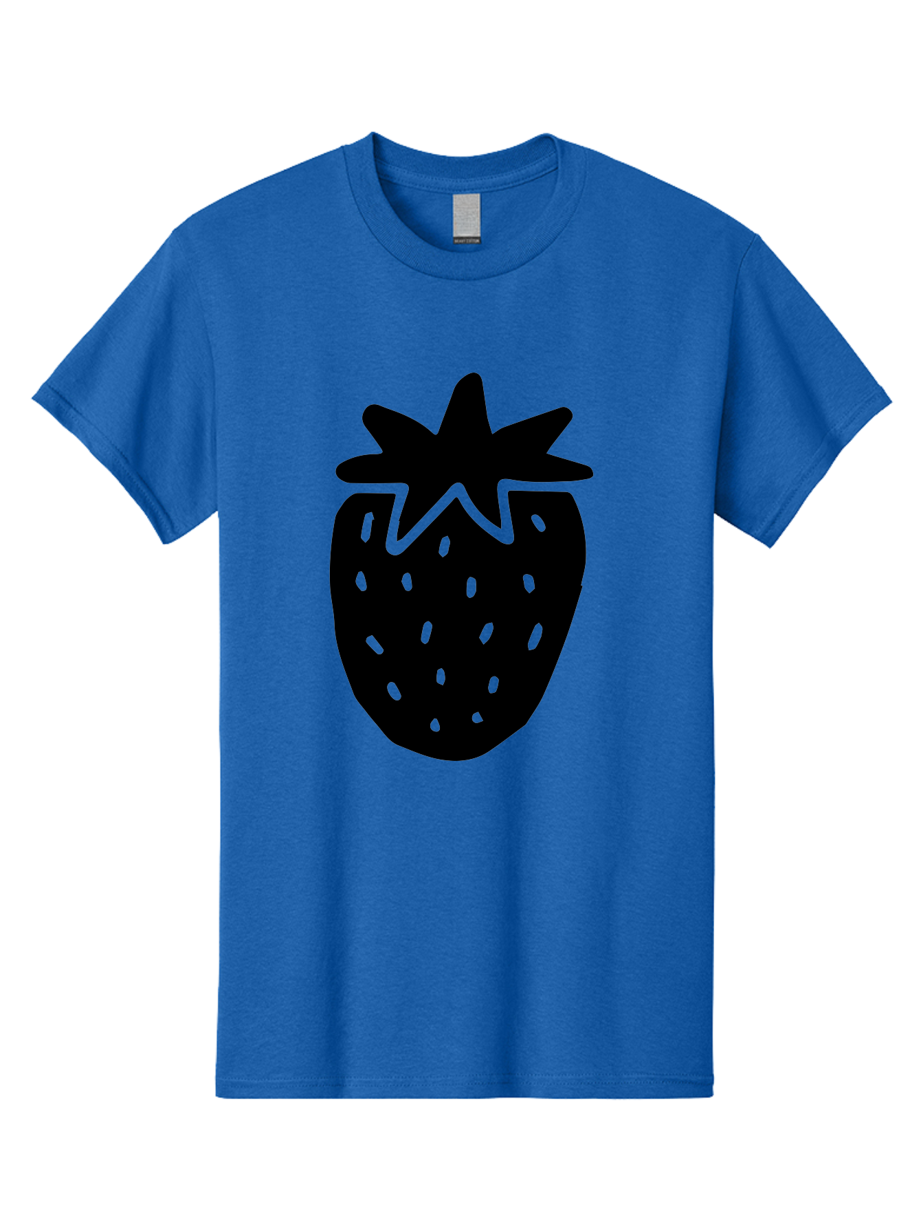 Strawberry Men'S Graphic Tee, 100% Cotton, Comfortable Casual Summer Wear, Machine Washable, Strawberry Silhouette, Simple Illustration, Strawberry Graphic, Black And Green, Fruit Icon, Summer Fruit - Aaa612 25