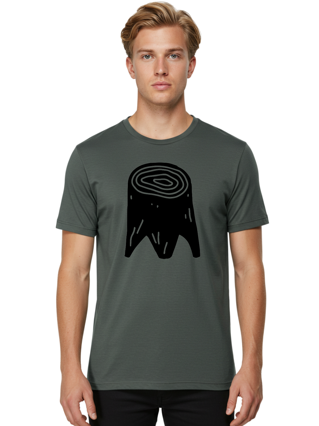 Tooth Men'S Graphic Tee, 100% Cotton, Comfortable Casual Summer Wear, Machine Washable, Black Tooth Silhouette, Dental Anatomy, Tooth Illustration, Abstract Tooth Design, Simple Graphics, Minimalist Art, Neon Green Outline, - Aaa613 4