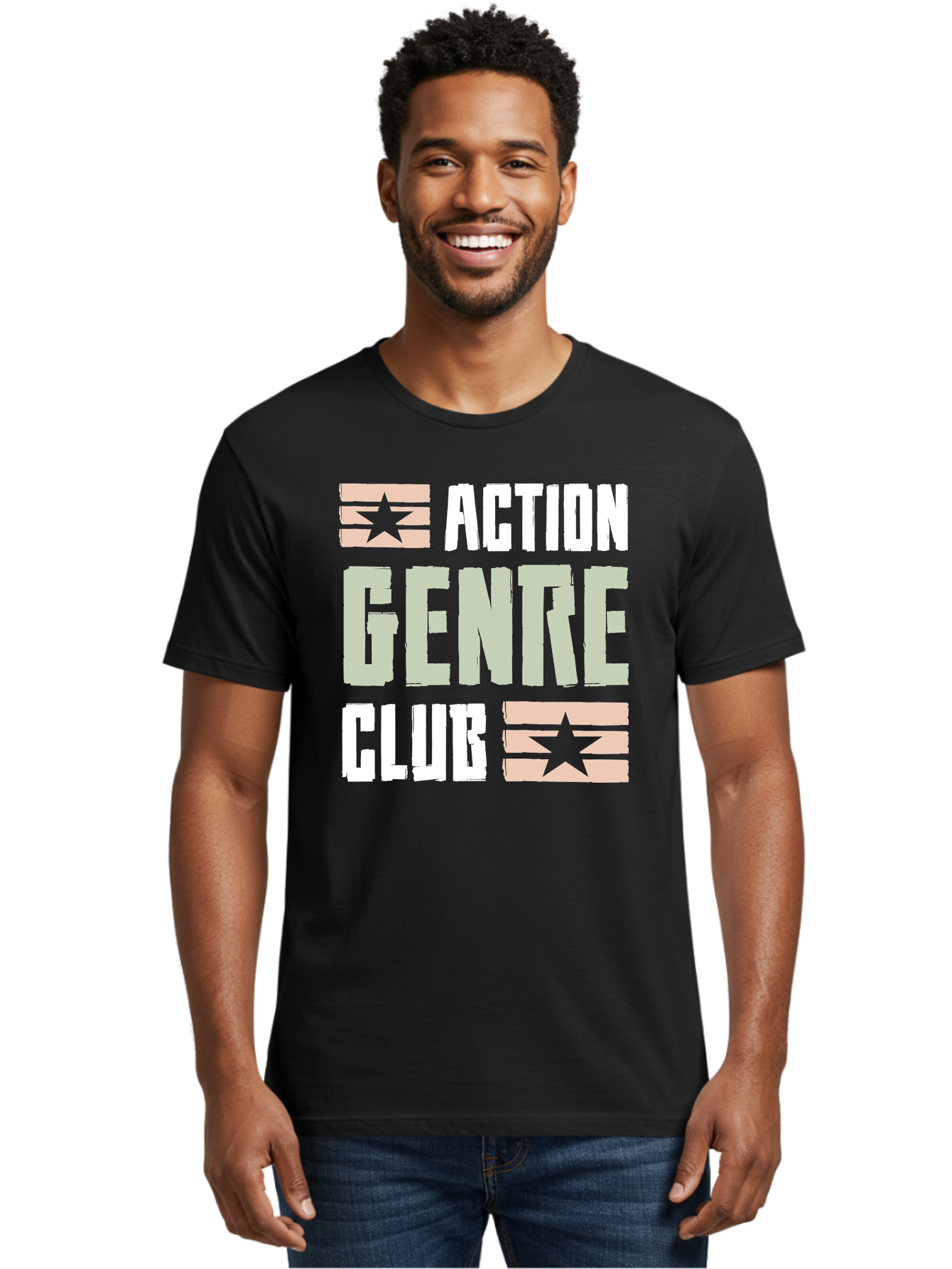 Action-Genre-Club Men'S Graphic Tee, 100% Cotton, Comfortable Casual Summer Wear, Machine Washable, Action Genre, Action Movies, Film Enthusiasts, Movie Buffs, Club Logo, Entertainment, Cinematic Experience, Adventure, Thriller, Blockbuster - Aaa619 14
