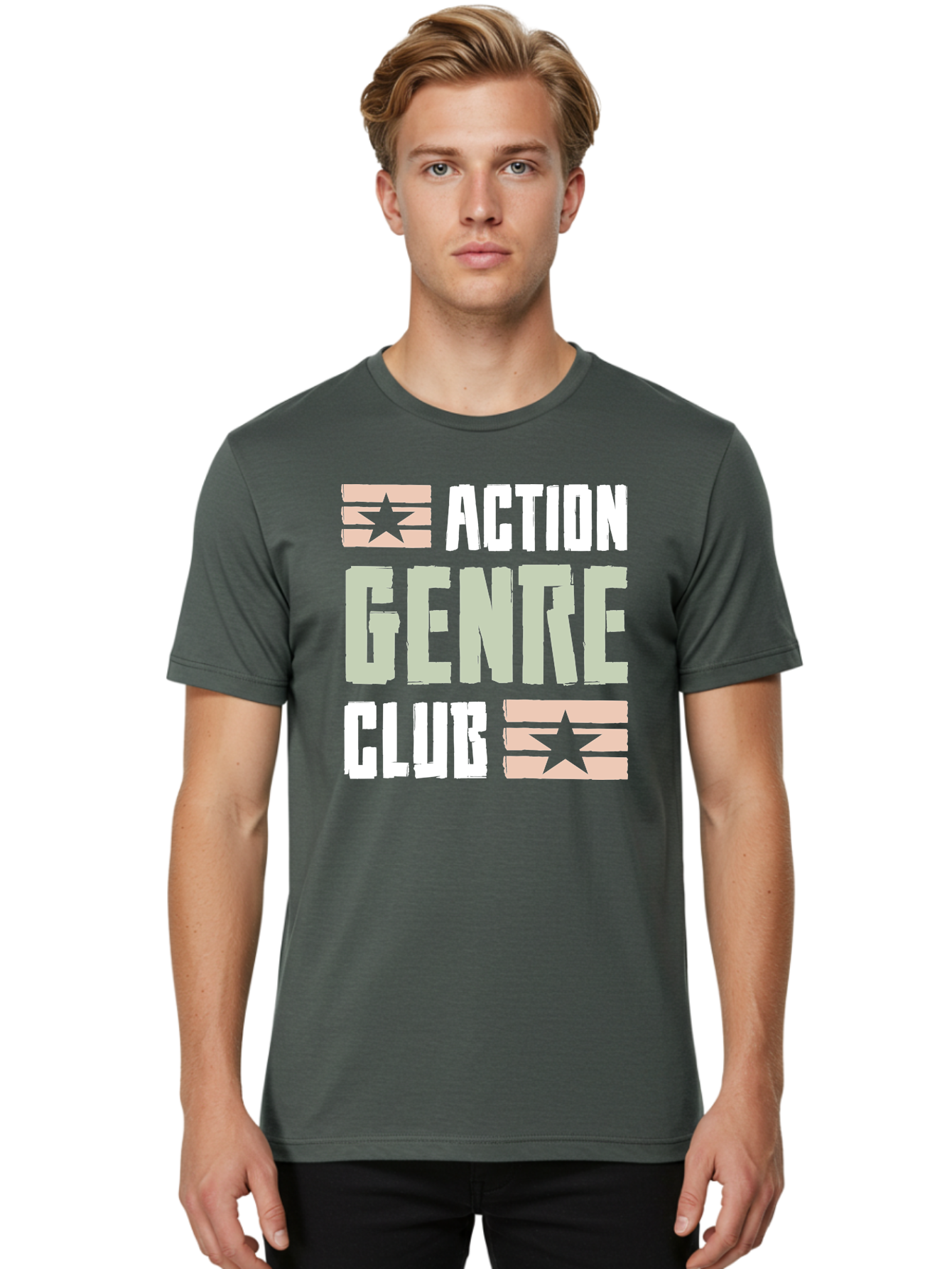 Action-Genre-Club Men'S Graphic Tee, 100% Cotton, Comfortable Casual Summer Wear, Machine Washable, Action Genre, Action Movies, Film Enthusiasts, Movie Buffs, Club Logo, Entertainment, Cinematic Experience, Adventure, Thriller, Blockbuster - Aaa619 6