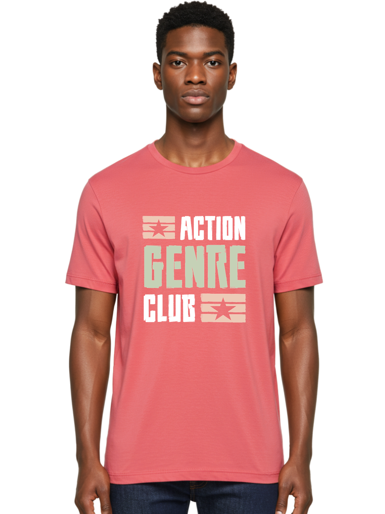 Action-Genre-Club Men'S Graphic Tee, 100% Cotton, Comfortable Casual Summer Wear, Machine Washable, Action Genre, Action Movies, Film Enthusiasts, Movie Buffs, Club Logo, Entertainment, Cinematic Experience, Adventure, Thriller, Blockbuster - Aaa619 28