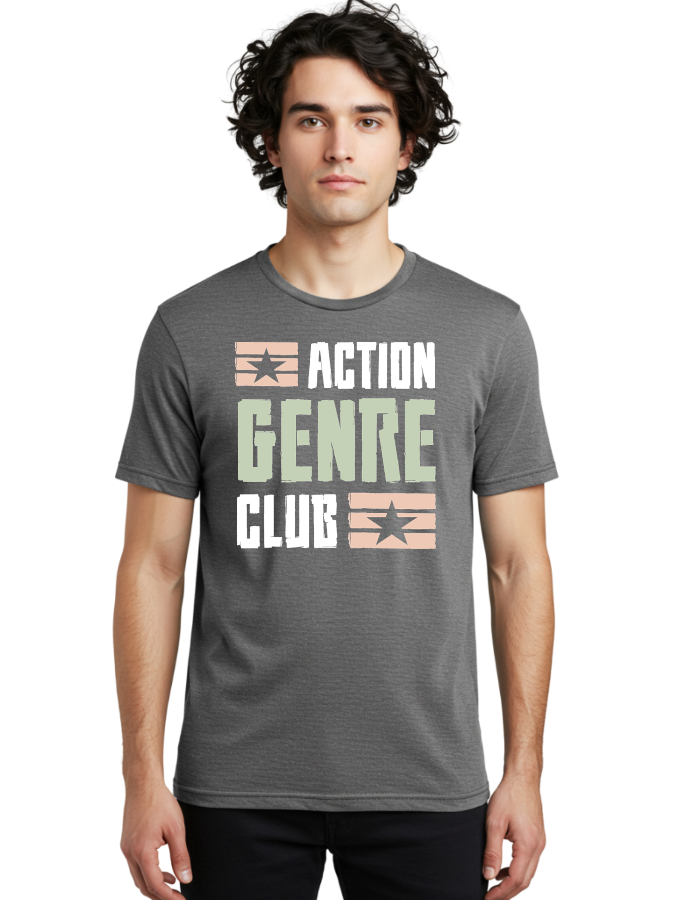 Action-Genre-Club Men'S Graphic Tee, 100% Cotton, Comfortable Casual Summer Wear, Machine Washable, Action Genre, Action Movies, Film Enthusiasts, Movie Buffs, Club Logo, Entertainment, Cinematic Experience, Adventure, Thriller, Blockbuster - Aaa619 12