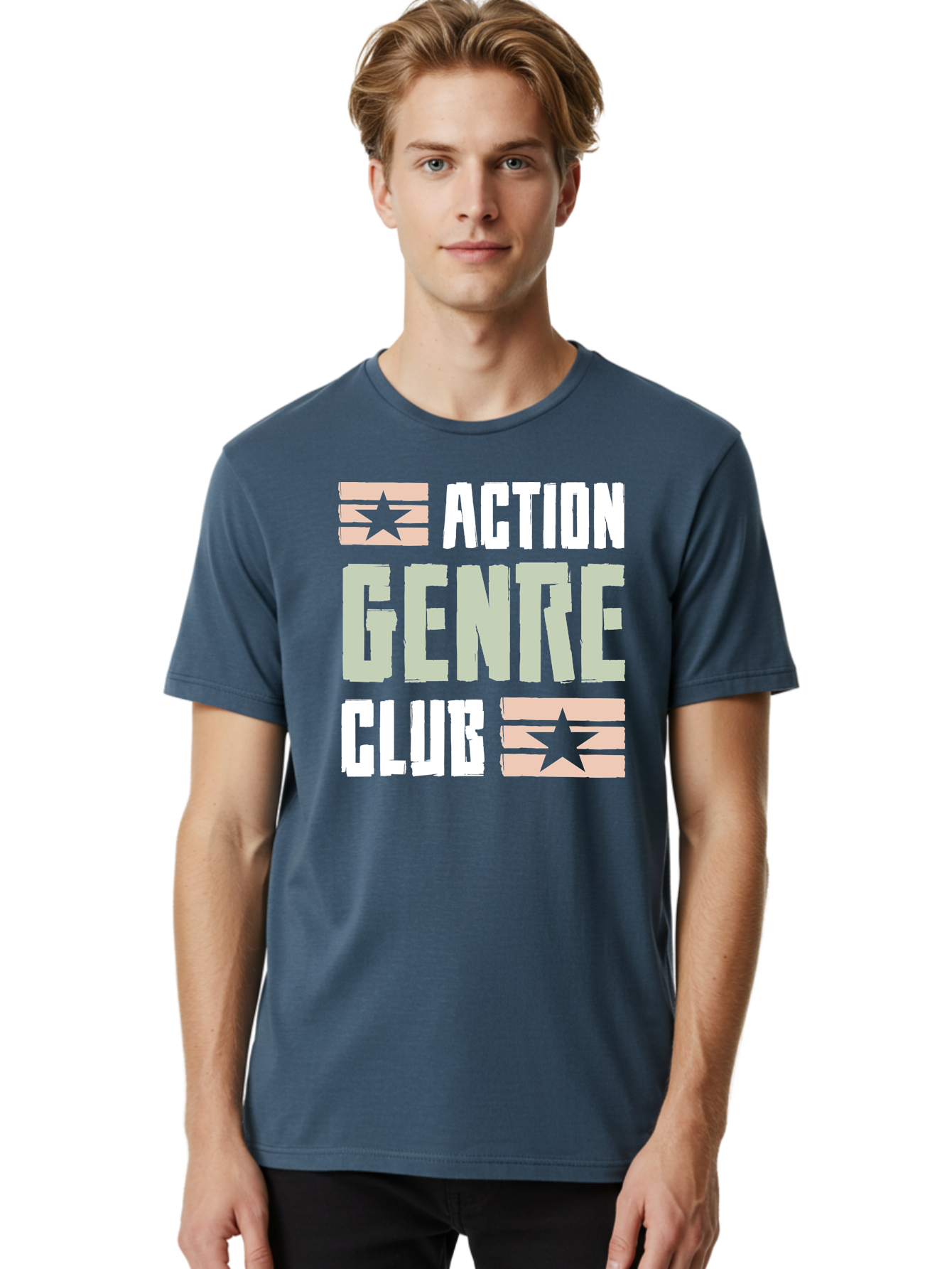 Action-Genre-Club Men'S Graphic Tee, 100% Cotton, Comfortable Casual Summer Wear, Machine Washable, Action Genre, Action Movies, Film Enthusiasts, Movie Buffs, Club Logo, Entertainment, Cinematic Experience, Adventure, Thriller, Blockbuster - Aaa619 10