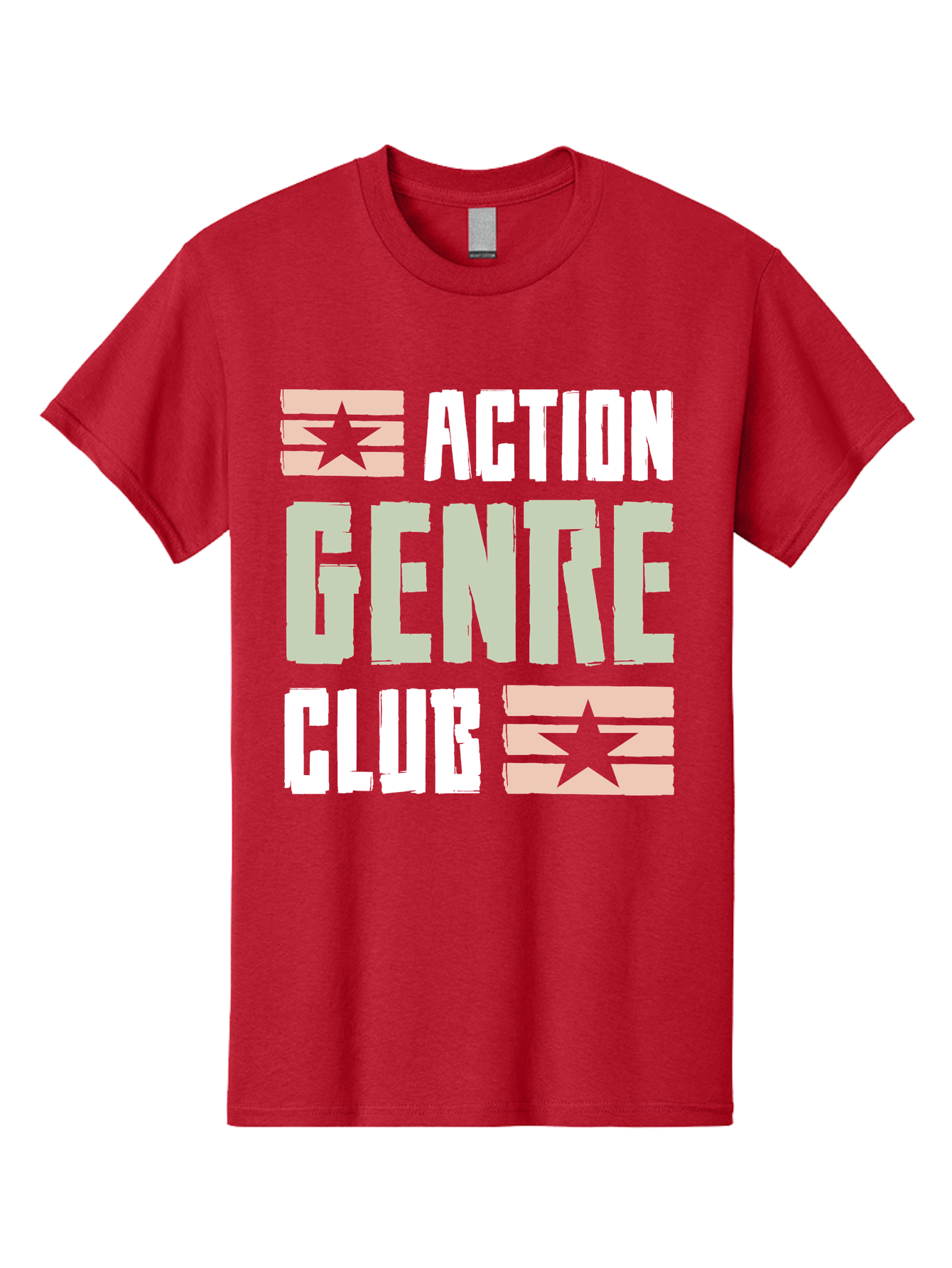 Action-Genre-Club Men'S Graphic Tee, 100% Cotton, Comfortable Casual Summer Wear, Machine Washable, Action Genre, Action Movies, Film Enthusiasts, Movie Buffs, Club Logo, Entertainment, Cinematic Experience, Adventure, Thriller, Blockbuster - Aaa619 25