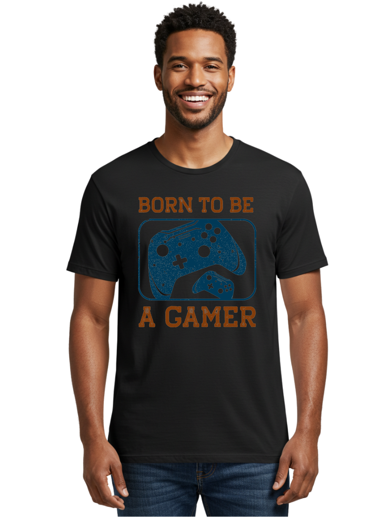 Born-To-Be-A-Gamer Men'S Graphic Tee, 100% Cotton, Comfortable Casual Summer Wear, Machine Washable, Gaming Controller, Born To Be A Gamer, Video Game Accessories, Gamer Lifestyle, Gaming Culture, Gaming Passion, Game Console - Aaa621 18
