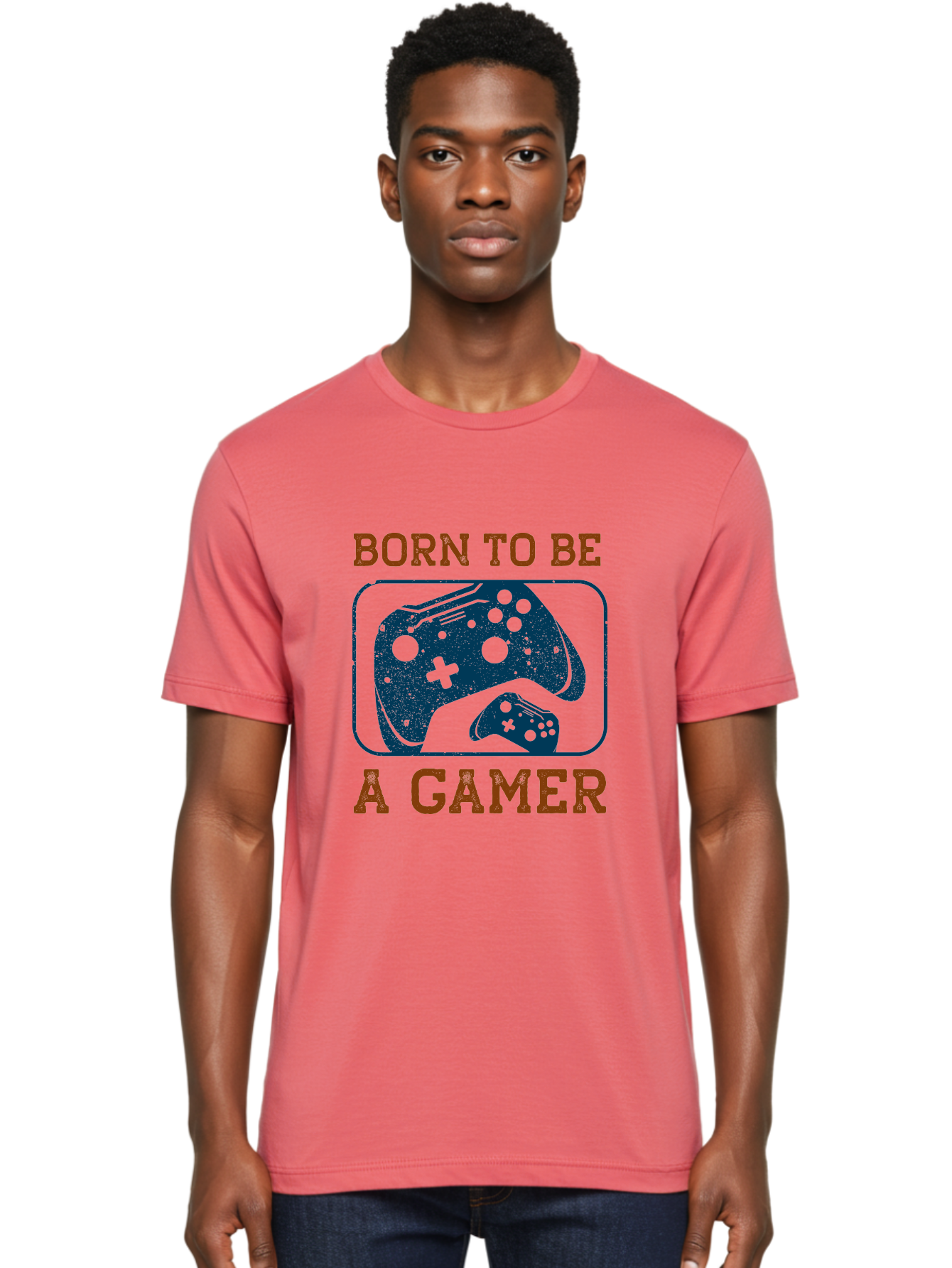 Born-To-Be-A-Gamer Men'S Graphic Tee, 100% Cotton, Comfortable Casual Summer Wear, Machine Washable, Gaming Controller, Born To Be A Gamer, Video Game Accessories, Gamer Lifestyle, Gaming Culture, Gaming Passion, Game Console - Aaa621 26