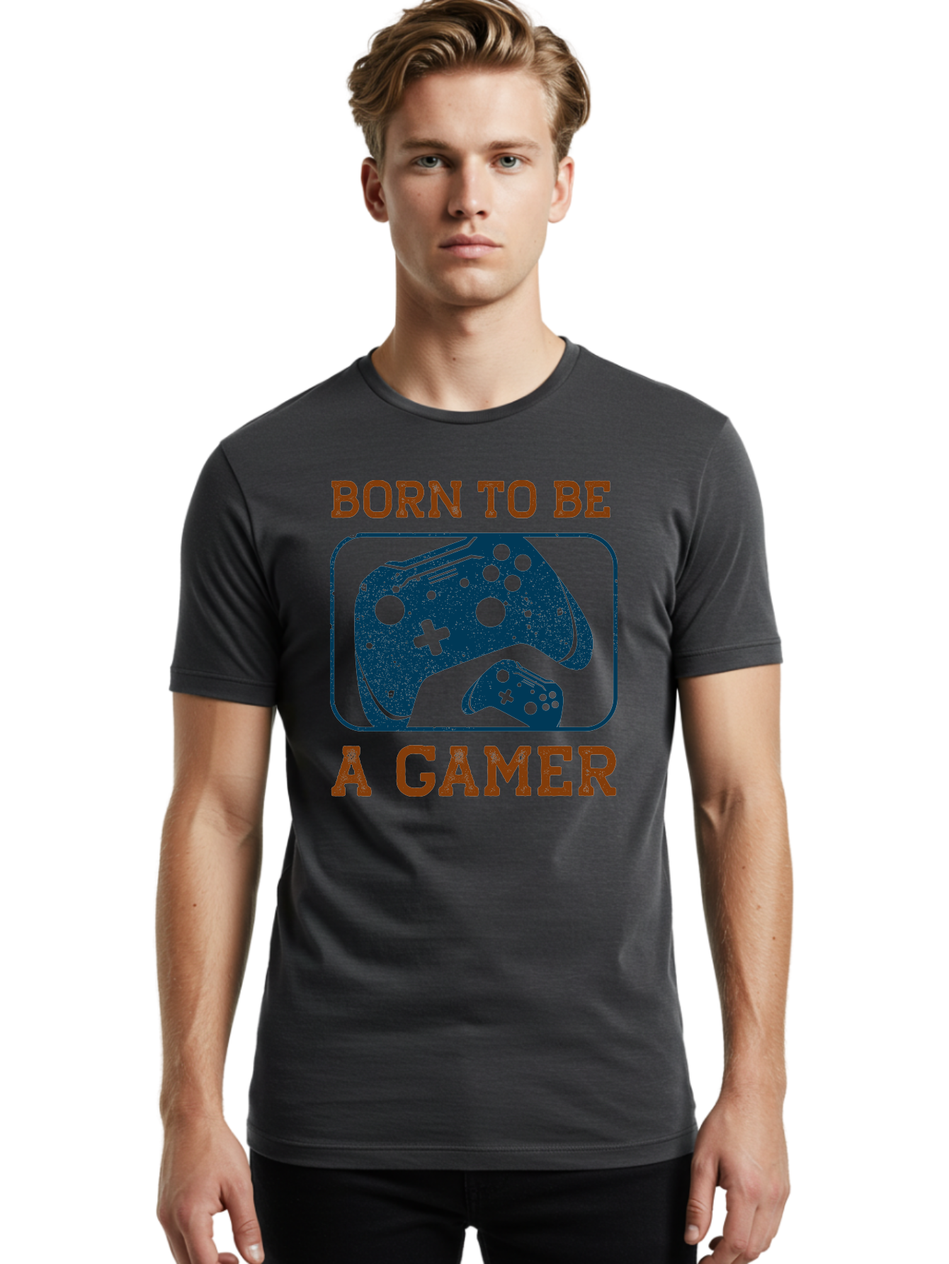 Born-To-Be-A-Gamer Men'S Graphic Tee, 100% Cotton, Comfortable Casual Summer Wear, Machine Washable, Gaming Controller, Born To Be A Gamer, Video Game Accessories, Gamer Lifestyle, Gaming Culture, Gaming Passion, Game Console - Aaa621 28
