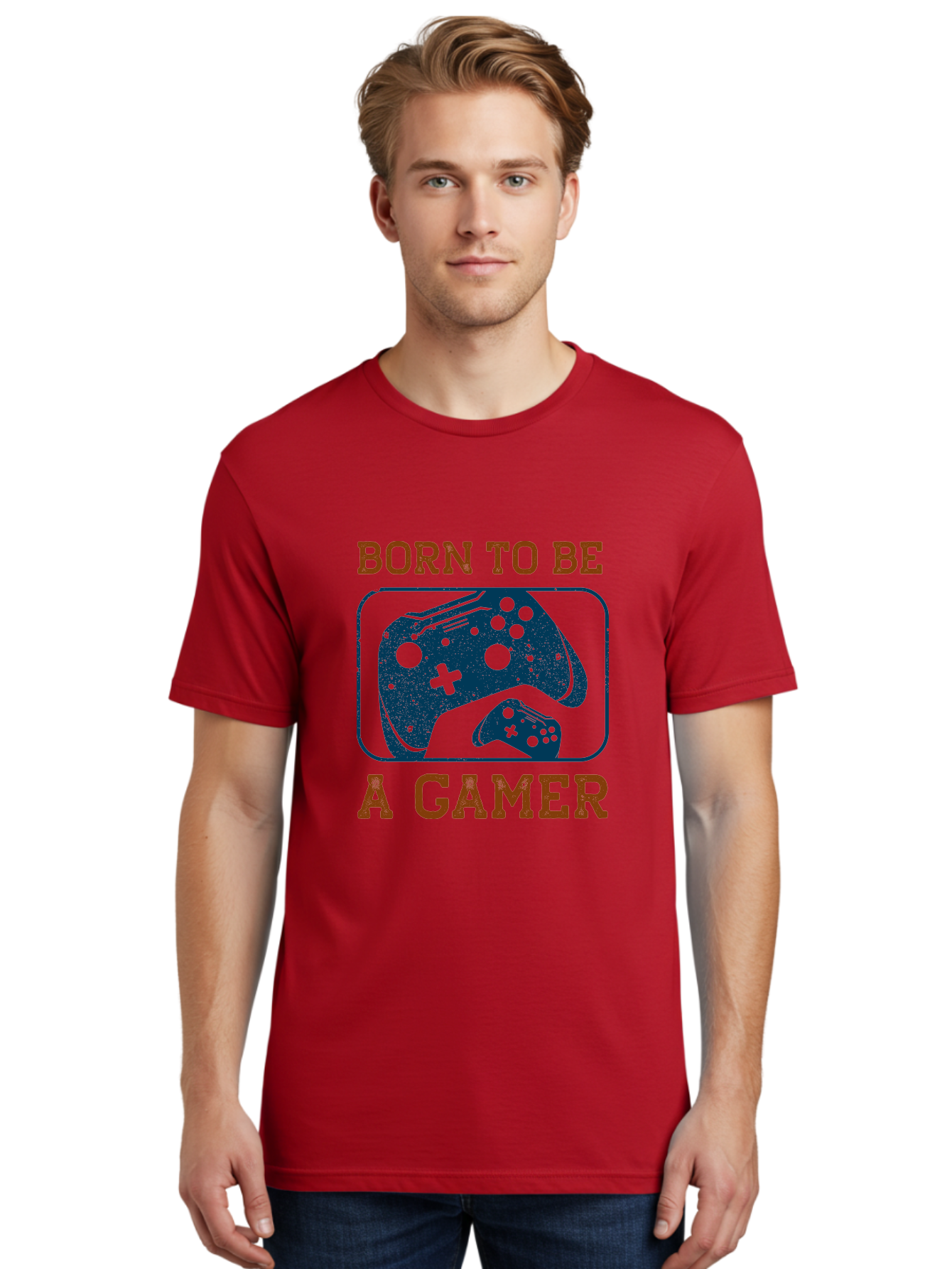 Born-To-Be-A-Gamer Men'S Graphic Tee, 100% Cotton, Comfortable Casual Summer Wear, Machine Washable, Gaming Controller, Born To Be A Gamer, Video Game Accessories, Gamer Lifestyle, Gaming Culture, Gaming Passion, Game Console - Aaa621 4