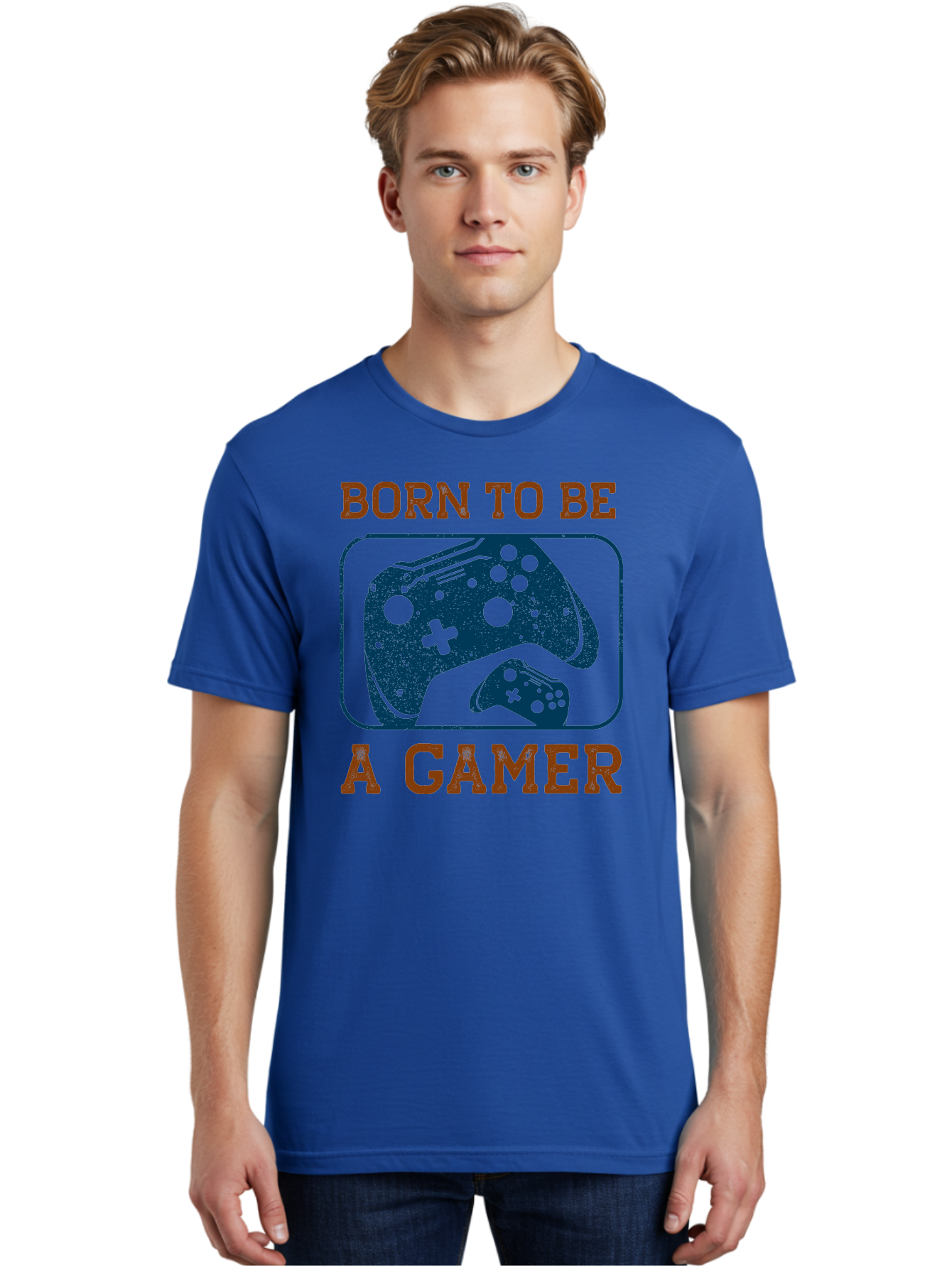 Born-To-Be-A-Gamer Men'S Graphic Tee, 100% Cotton, Comfortable Casual Summer Wear, Machine Washable, Gaming Controller, Born To Be A Gamer, Video Game Accessories, Gamer Lifestyle, Gaming Culture, Gaming Passion, Game Console - Aaa621 24