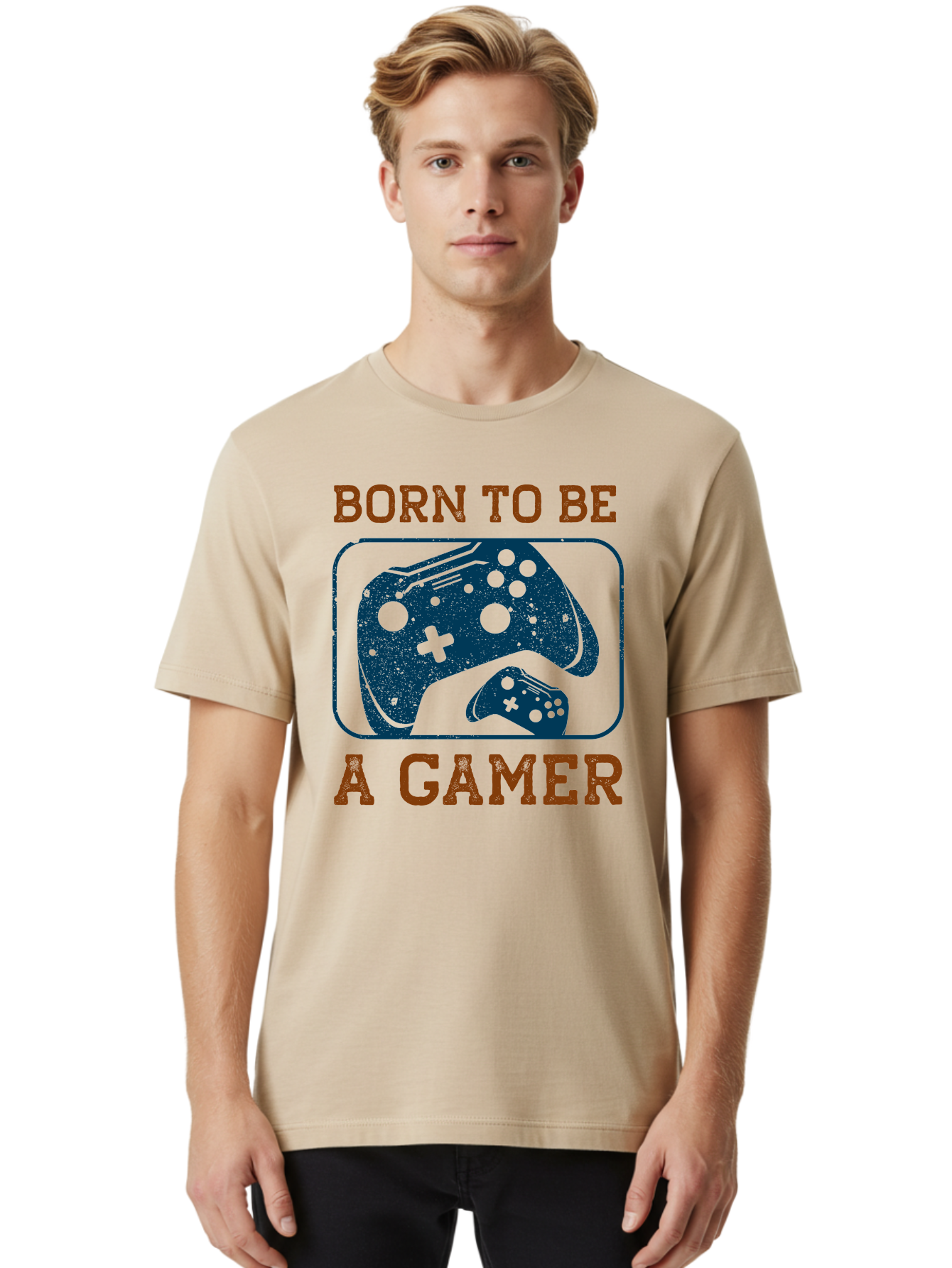 Born-To-Be-A-Gamer Men'S Graphic Tee, 100% Cotton, Comfortable Casual Summer Wear, Machine Washable, Gaming Controller, Born To Be A Gamer, Video Game Accessories, Gamer Lifestyle, Gaming Culture, Gaming Passion, Game Console - Aaa621 16