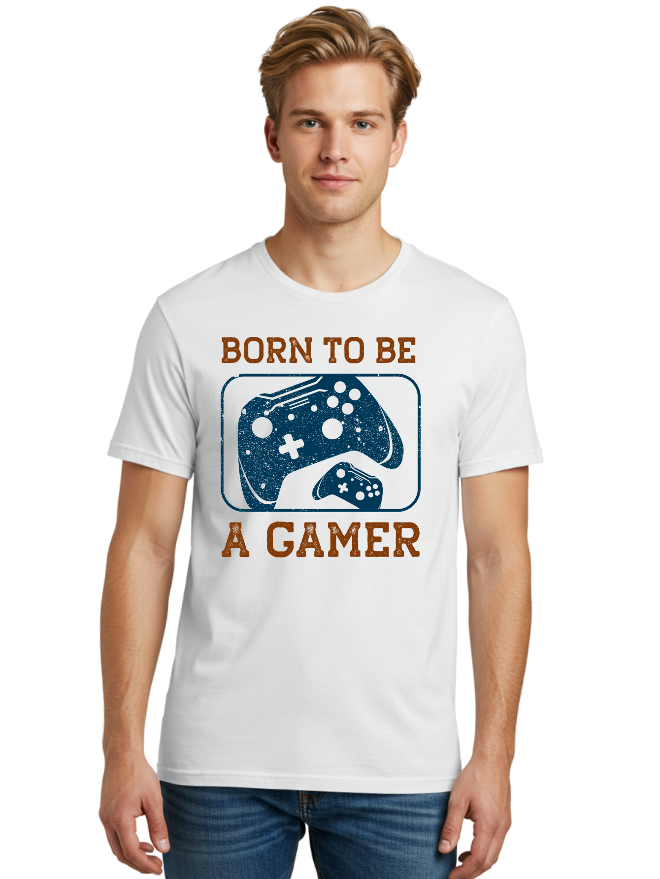 Born-To-Be-A-Gamer Men'S Graphic Tee, 100% Cotton, Comfortable Casual Summer Wear, Machine Washable, Gaming Controller, Born To Be A Gamer, Video Game Accessories, Gamer Lifestyle, Gaming Culture, Gaming Passion, Game Console - Aaa621 14