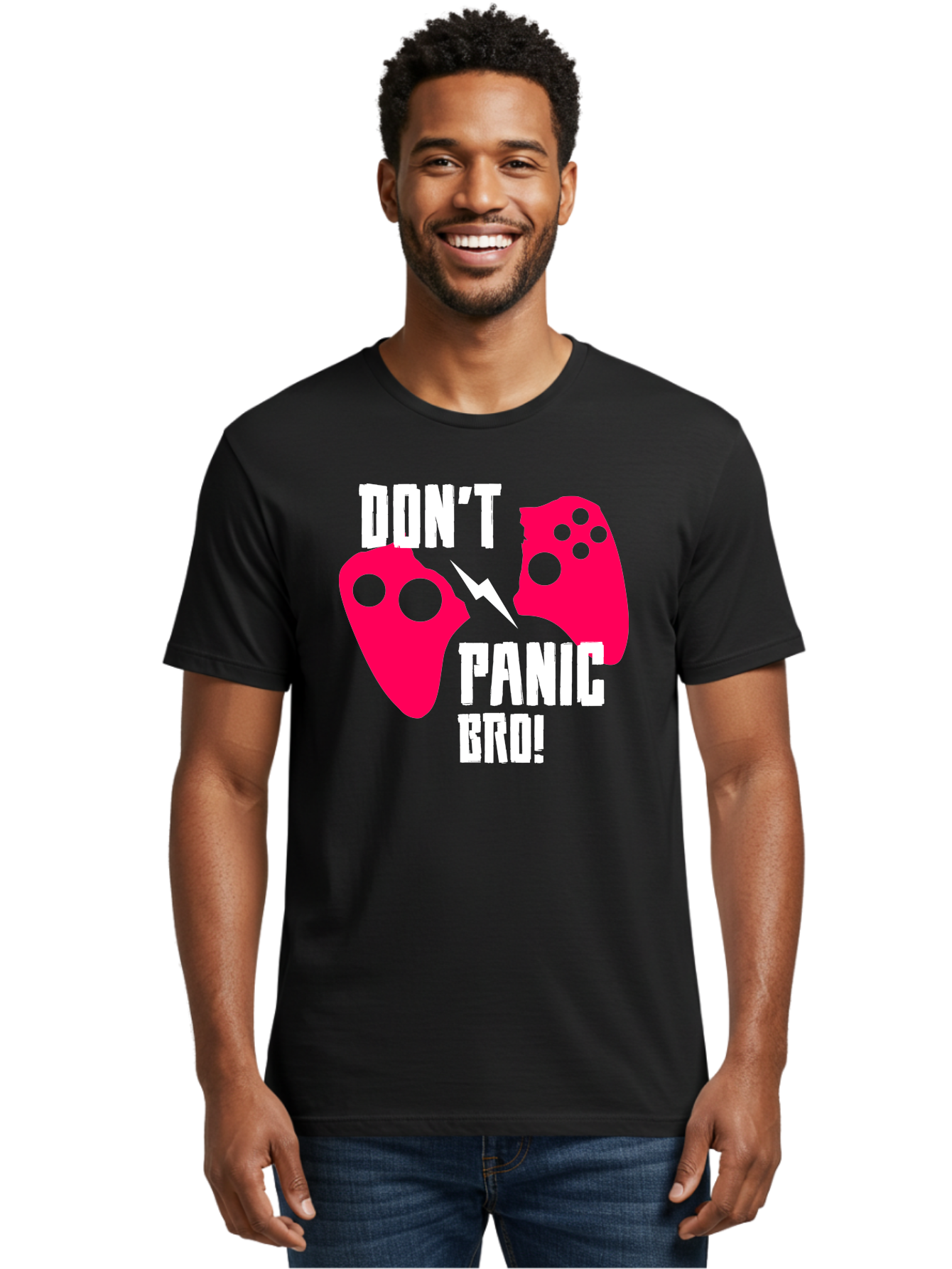Don-T-Panic-Bro Men'S Graphic Tee, 100% Cotton, Comfortable Casual Summer Wear, Machine Washable, Gaming, Game Controllers, Broken Controller, Don'T Panic, Panic, Bro, Funny Quote, Humorous Meme, Gaming Humor, Gaming Frustration - Aaa624 12