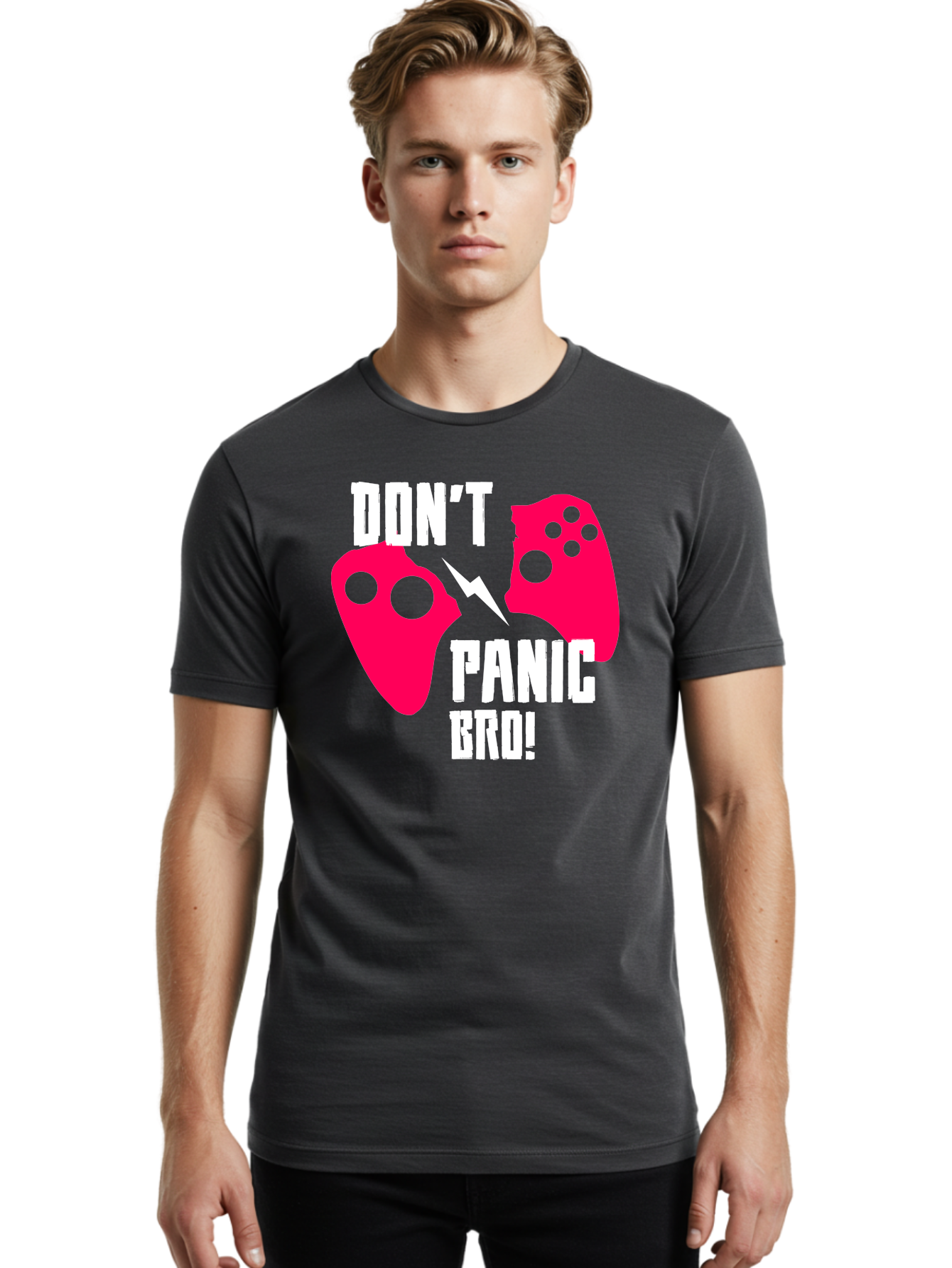 Don-T-Panic-Bro Men'S Graphic Tee, 100% Cotton, Comfortable Casual Summer Wear, Machine Washable, Gaming, Game Controllers, Broken Controller, Don'T Panic, Panic, Bro, Funny Quote, Humorous Meme, Gaming Humor, Gaming Frustration - Aaa624 6