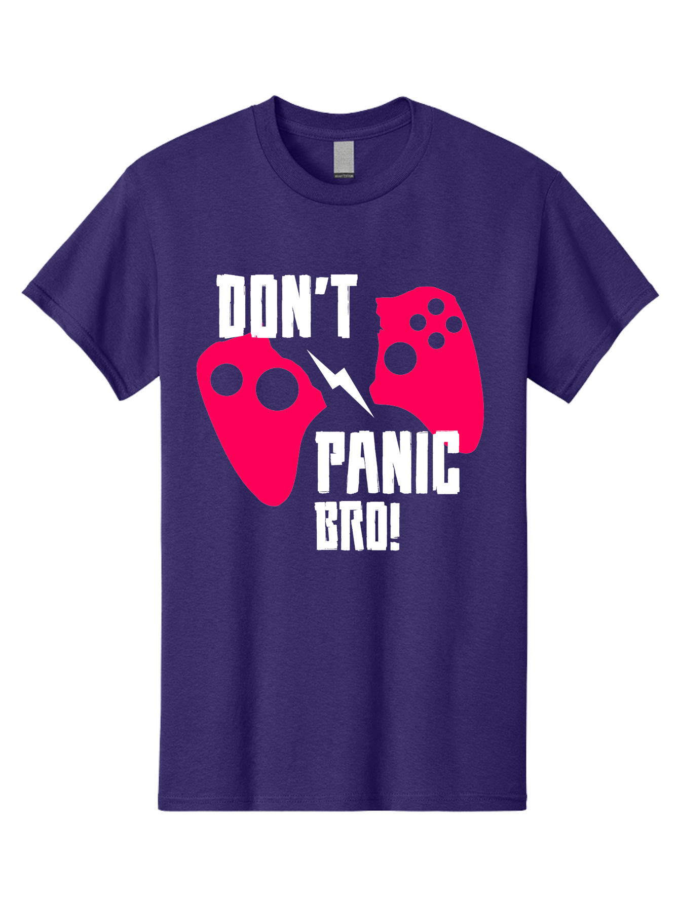 Don-T-Panic-Bro Men'S Graphic Tee, 100% Cotton, Comfortable Casual Summer Wear, Machine Washable, Gaming, Game Controllers, Broken Controller, Don'T Panic, Panic, Bro, Funny Quote, Humorous Meme, Gaming Humor, Gaming Frustration - Aaa624 25