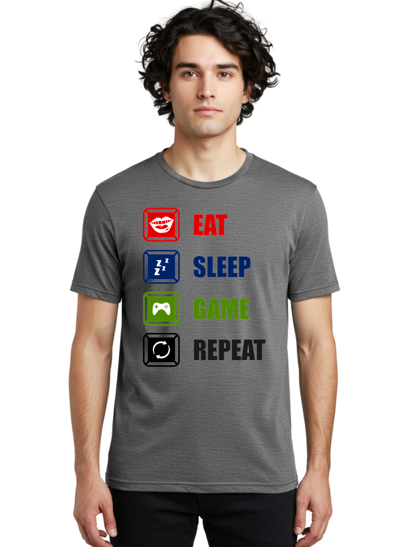 Eat-Sleep-Game-Repeat Men'S Graphic Tee, 100% Cotton, Comfortable Casual Summer Wear, Machine Washable, Gamer Lifestyle, Video Game Culture, Gaming Habits, Eat, Sleep, Game, Repeat, Gaming Community, Gamer Life - Aaa626 28