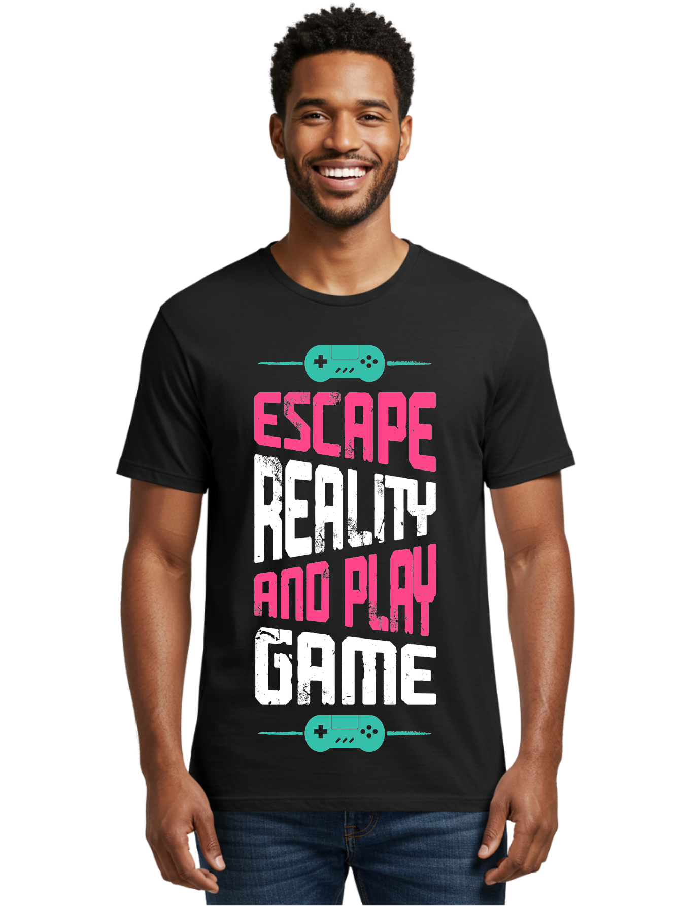 Escape-Reality-And-Play-Game Men'S Graphic Tee, 100% Cotton, Comfortable Casual Summer Wear, Machine Washable, Escape Reality, Play Game, Immersive Gaming Experience, Escape Room Theme, Gaming Advertisement, Interactive Entertainment, - Aaa627 12