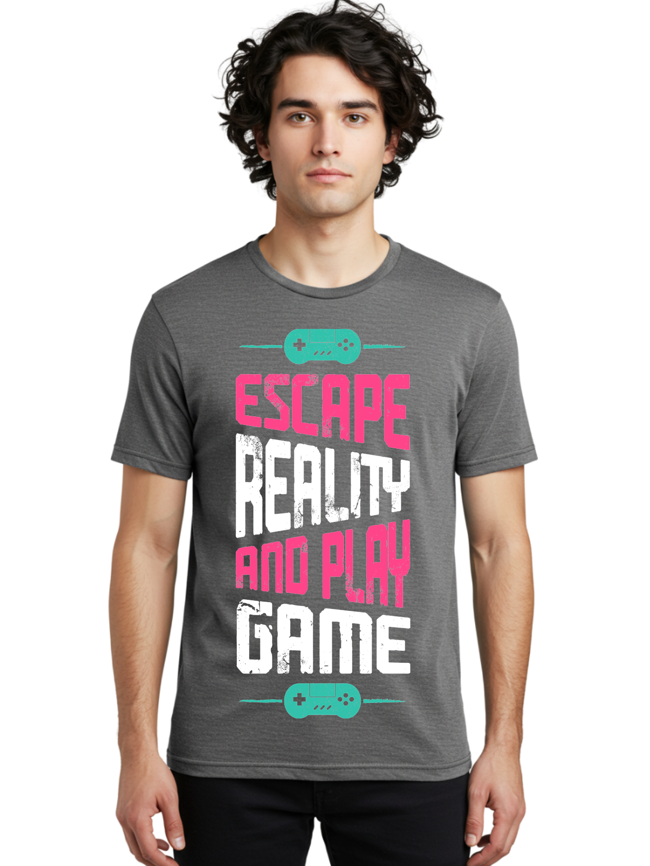 Escape-Reality-And-Play-Game Men'S Graphic Tee, 100% Cotton, Comfortable Casual Summer Wear, Machine Washable, Escape Reality, Play Game, Immersive Gaming Experience, Escape Room Theme, Gaming Advertisement, Interactive Entertainment, - Aaa627 14