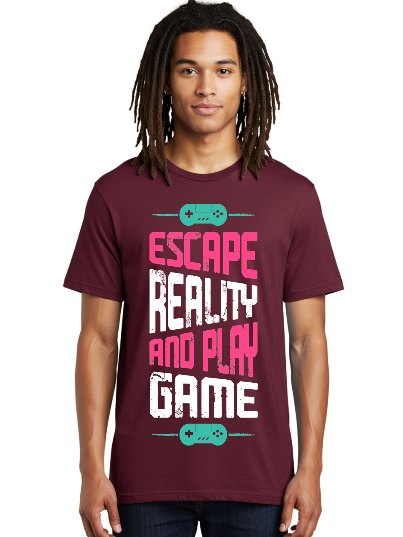 Escape-Reality-And-Play-Game Men'S Graphic Tee, 100% Cotton, Comfortable Casual Summer Wear, Machine Washable, Escape Reality, Play Game, Immersive Gaming Experience, Escape Room Theme, Gaming Advertisement, Interactive Entertainment, - Aaa627 26